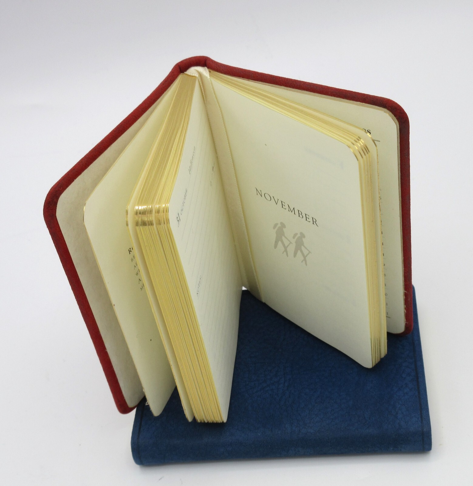 Mini 3×4″ Datebook Notebook The Sporting Life Suede Cover Post Miniatures RED