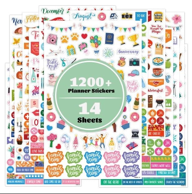 Planner Stickers – 12 Theme Monthly Stickers, 14 Sheet Sticker Green