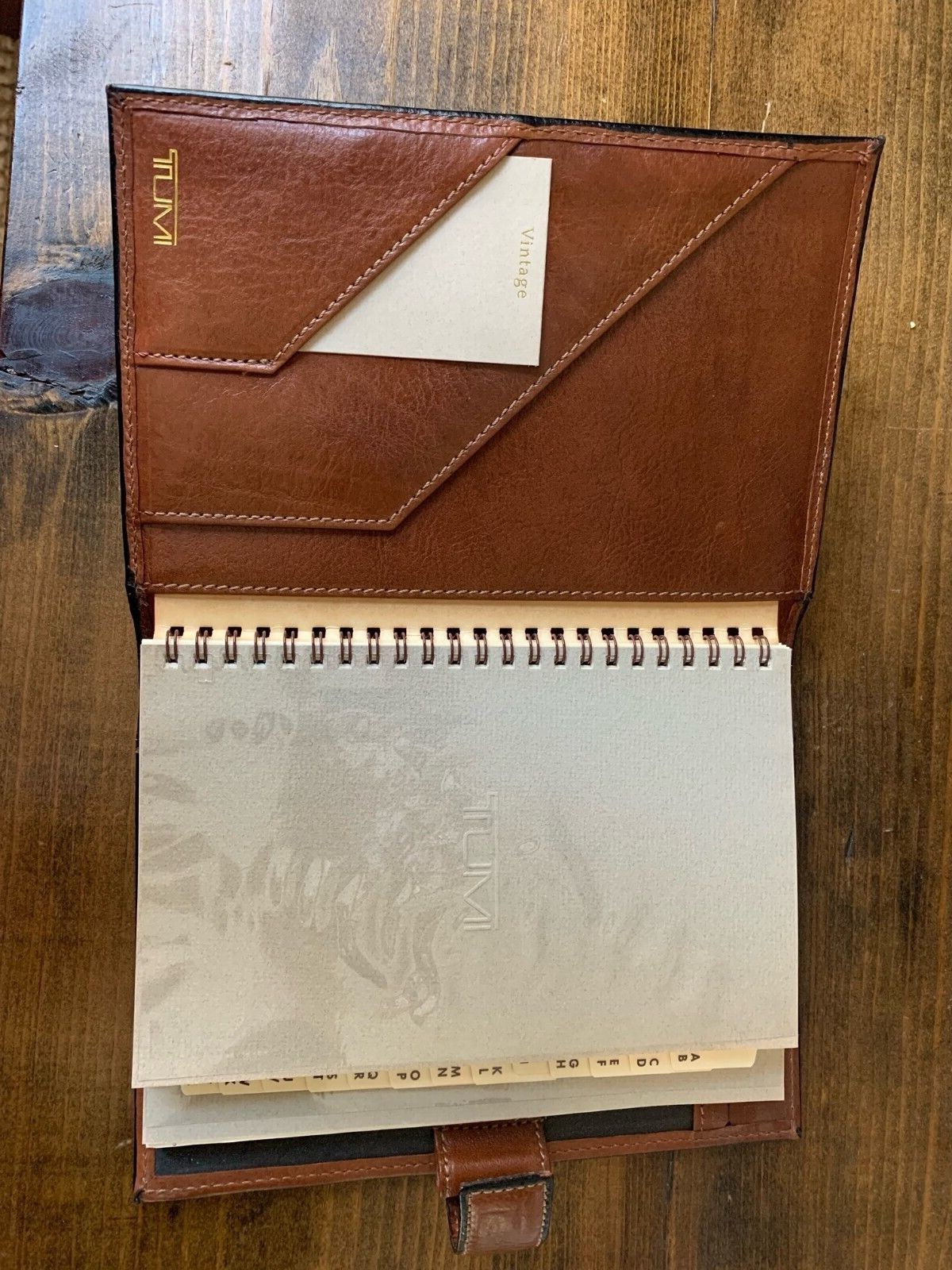 Vintage Tumi Desk Agenda Planner Organizer Brown Leather Stitched