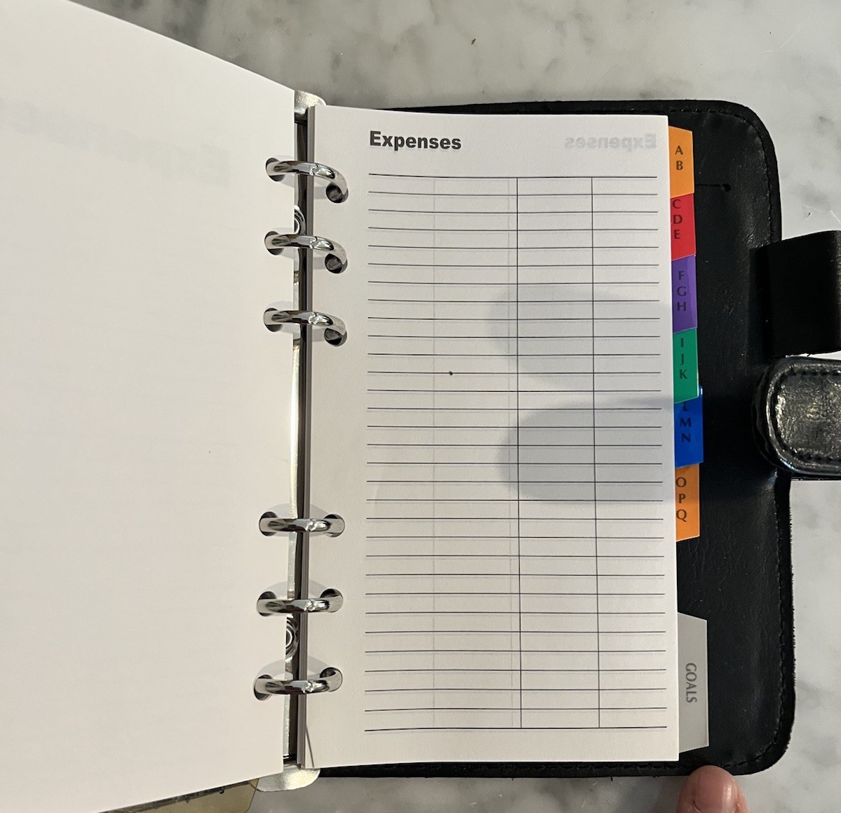 Vintage Day Planner Binder Black Faux Leather Six Rings Organizer 5×7 Desk 90’s