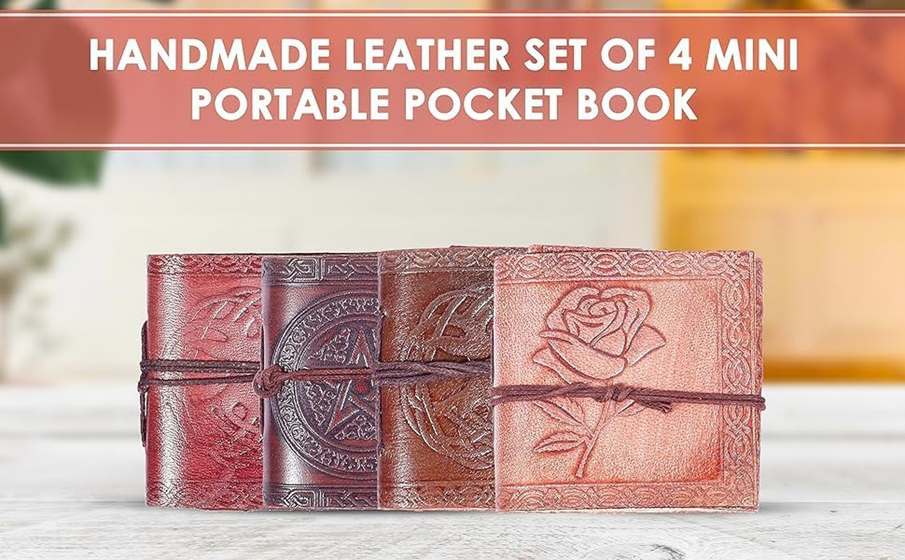 Handmade Leather Bound of Shadows Mini Notebook Blank Unlined Small Pocket Tiny