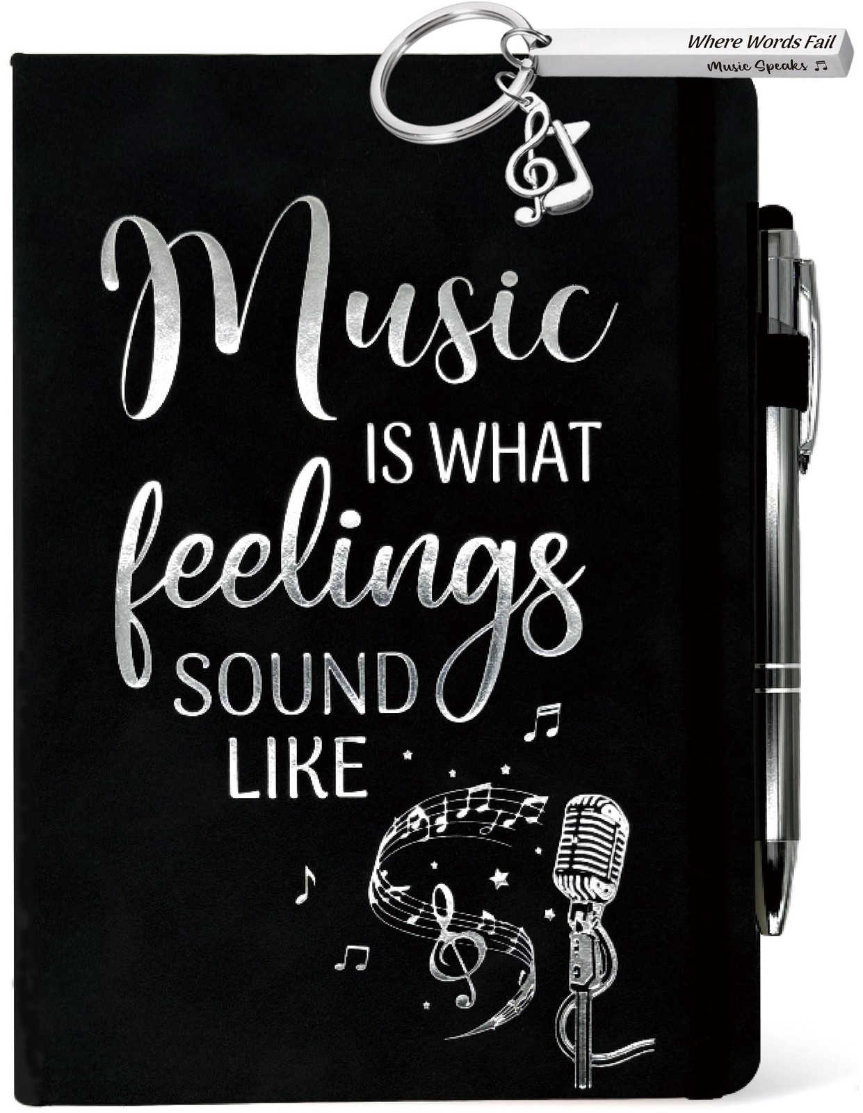 Music Lover Gift Women Men, Journal Black 200 Pages 8.4”x 5.7”,