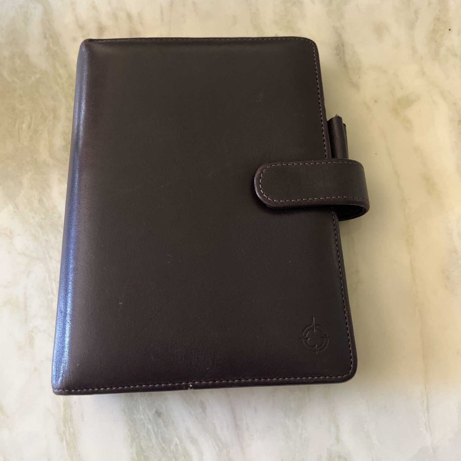 Vtg Franklin Covey dark purple Leather 6 Ring Planner Organizer, Wallet,Passport