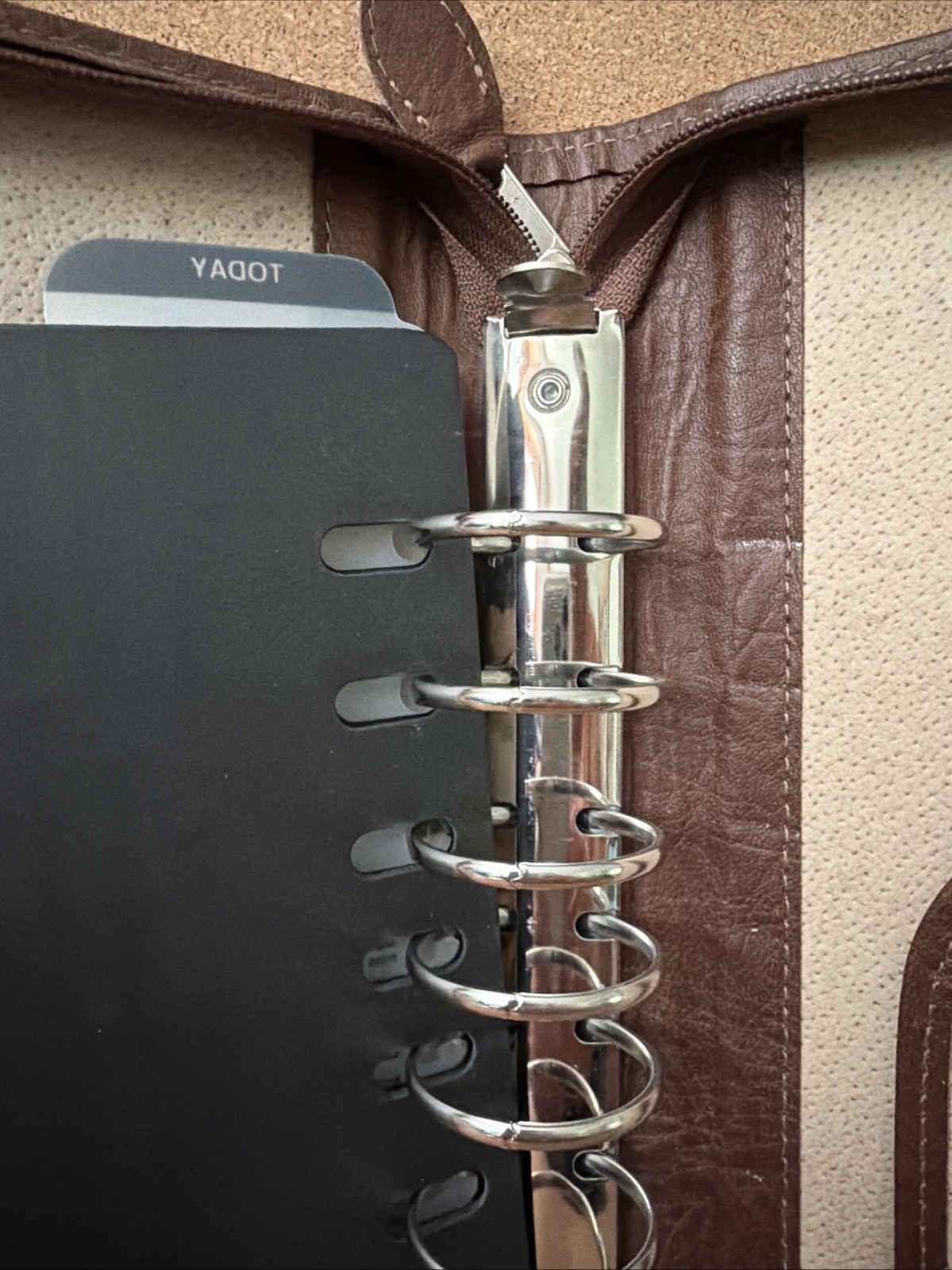 Day Timer Planner BrownLeather Organizer Binder Zip 7 Ring 8×10” e2997 92121 USA