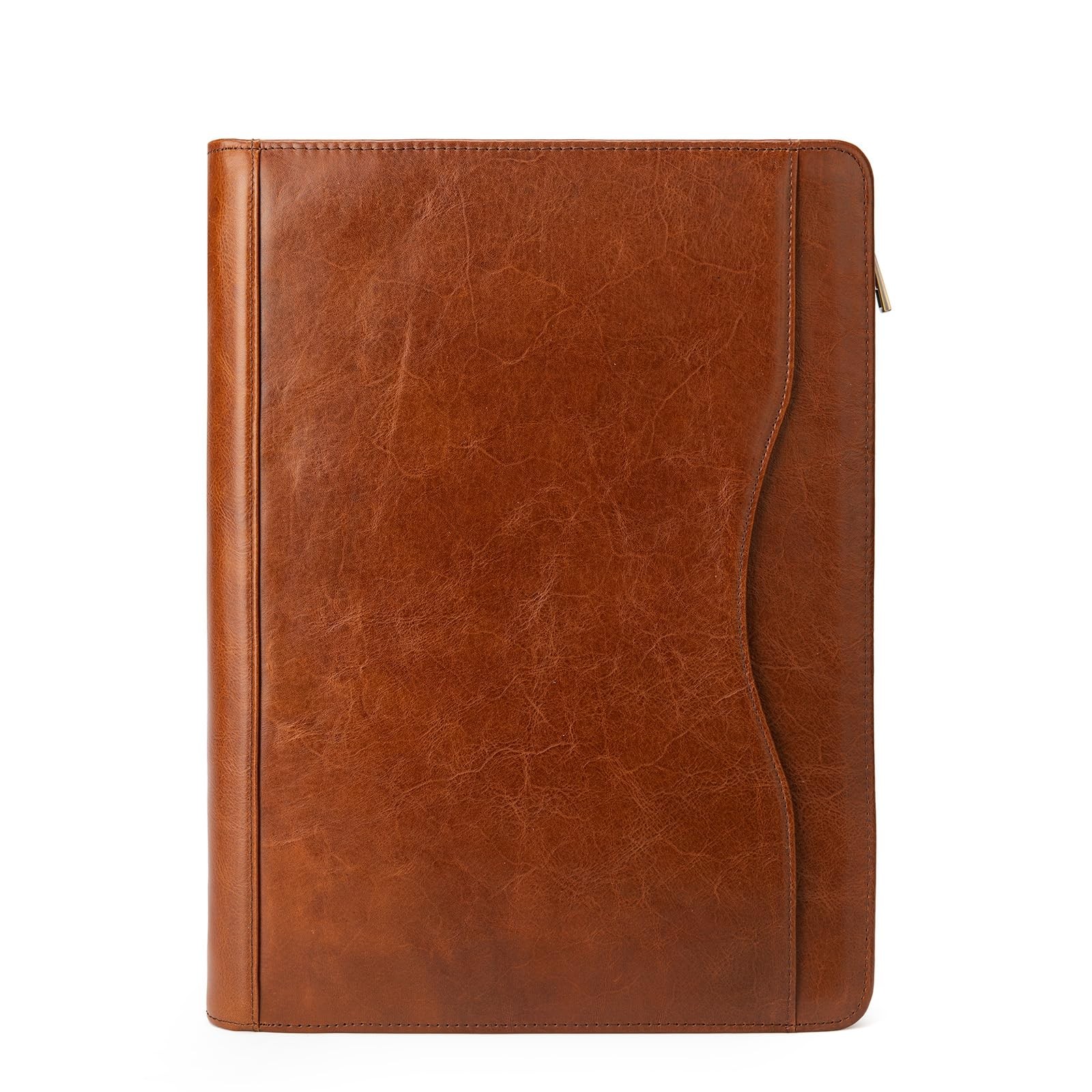 Handmade Leather 3 Ring Binder Portfolio with Front Pocket, Zippered Padfolio…