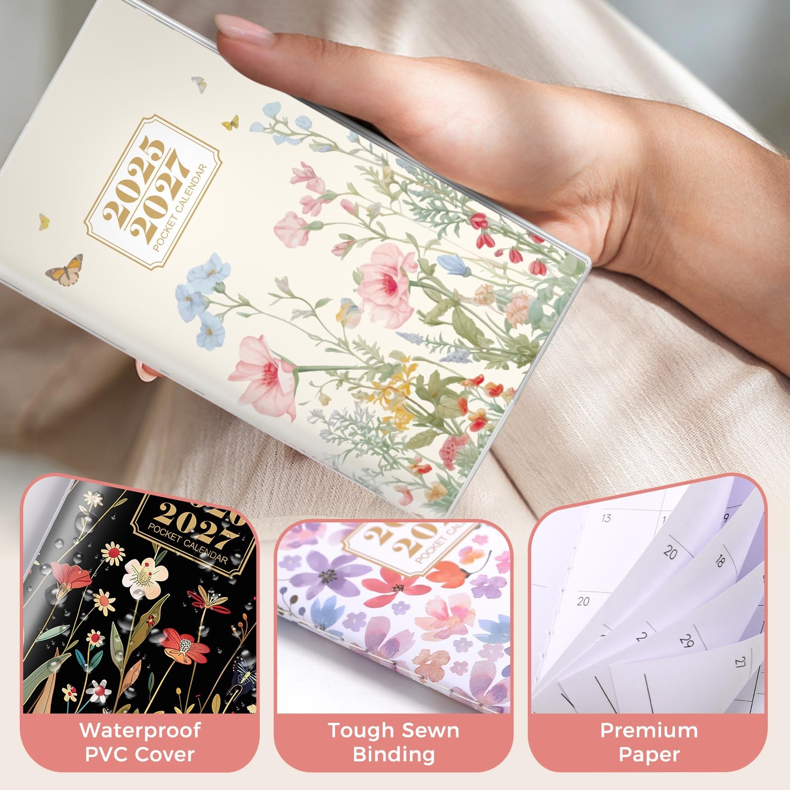 Pocket Calendar 2026-2027 Small Monthly Planner 6.5×3.5 Butterfly Organizer
