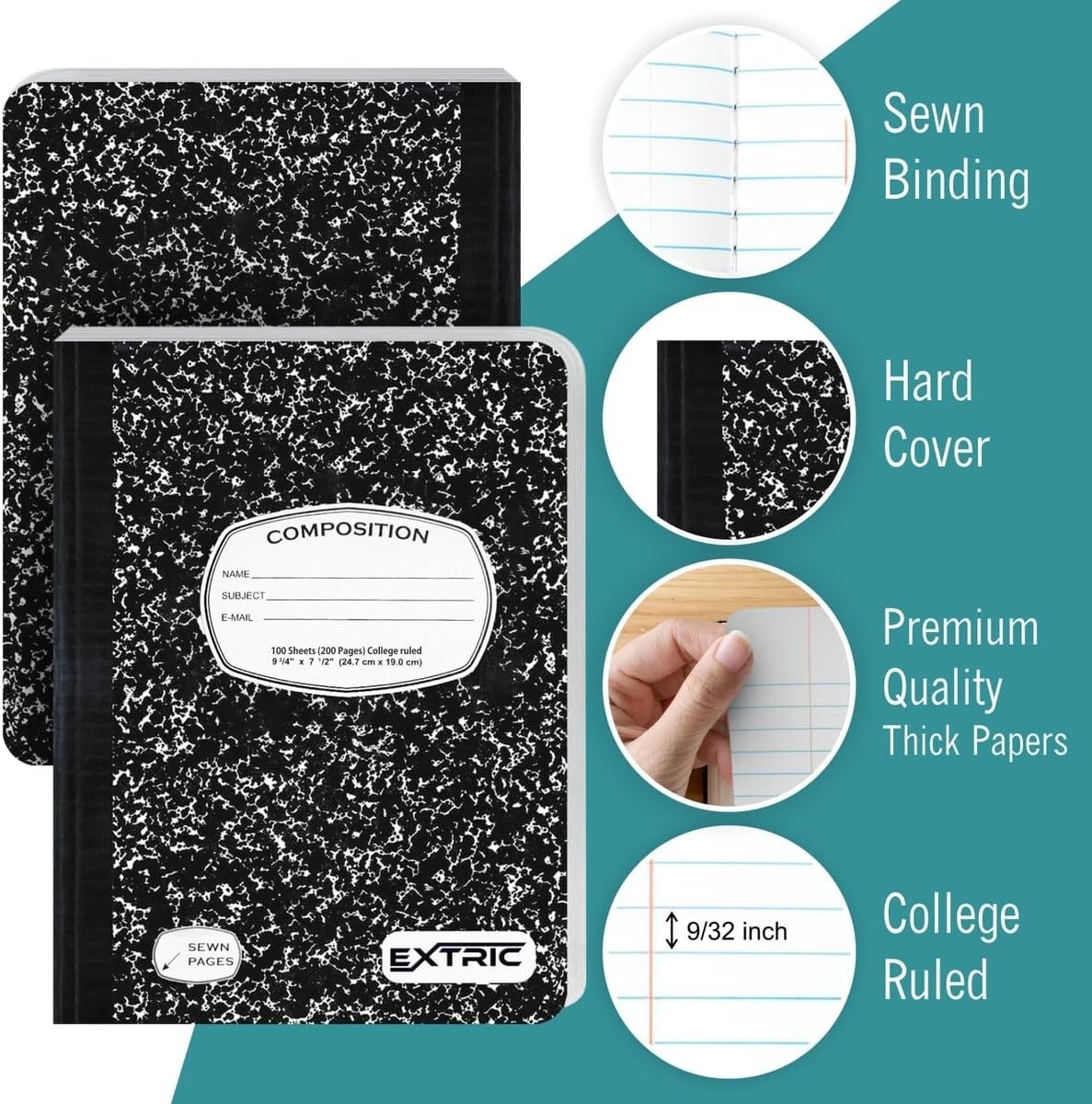 Composition Notebook College Ruled – 2 Pack College Ruled 200 Pages (100 Sheets)