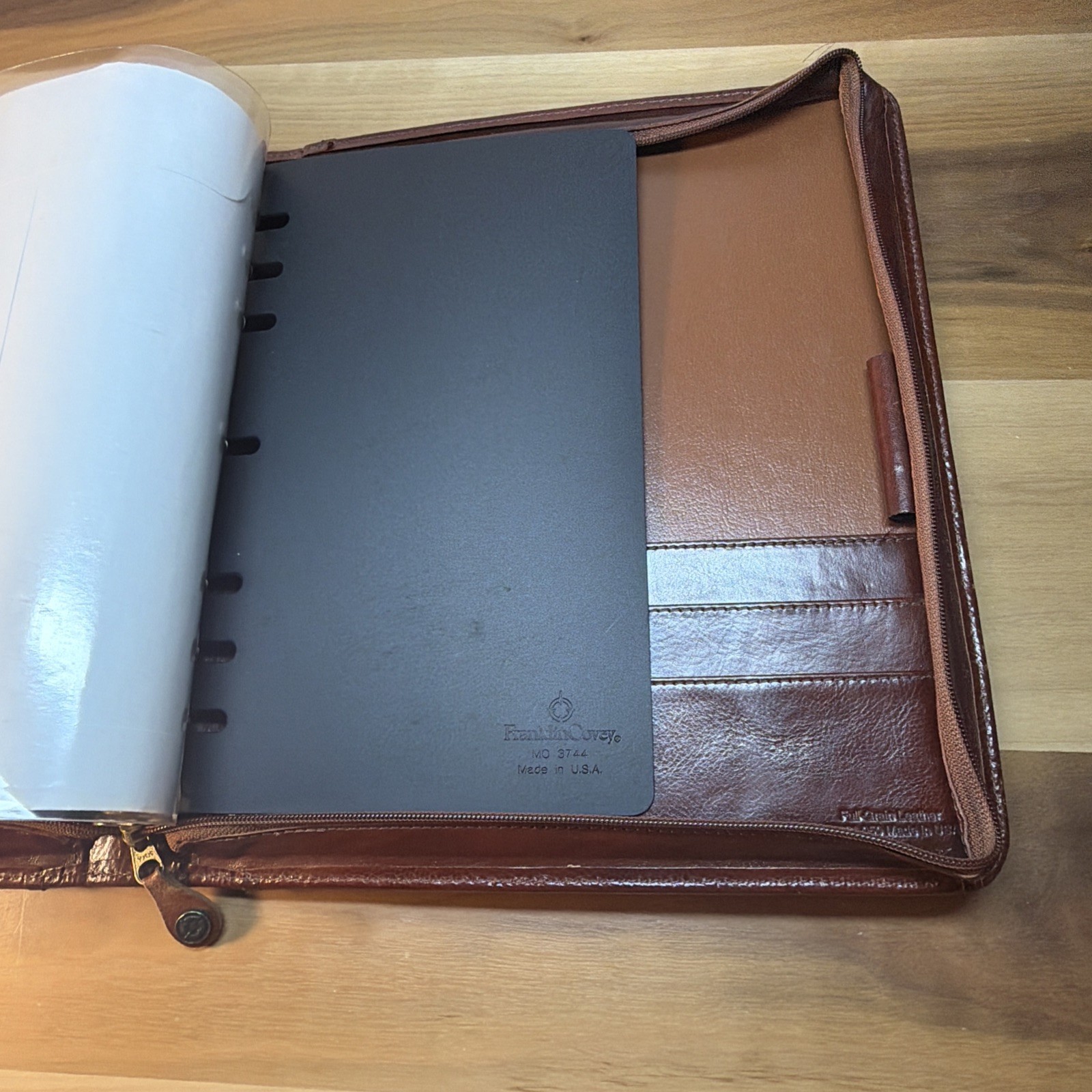 VTG 1999 FRANKLIN COVEY Full Grain Leather 7-Ring Planner Binder ORGANIZER USA