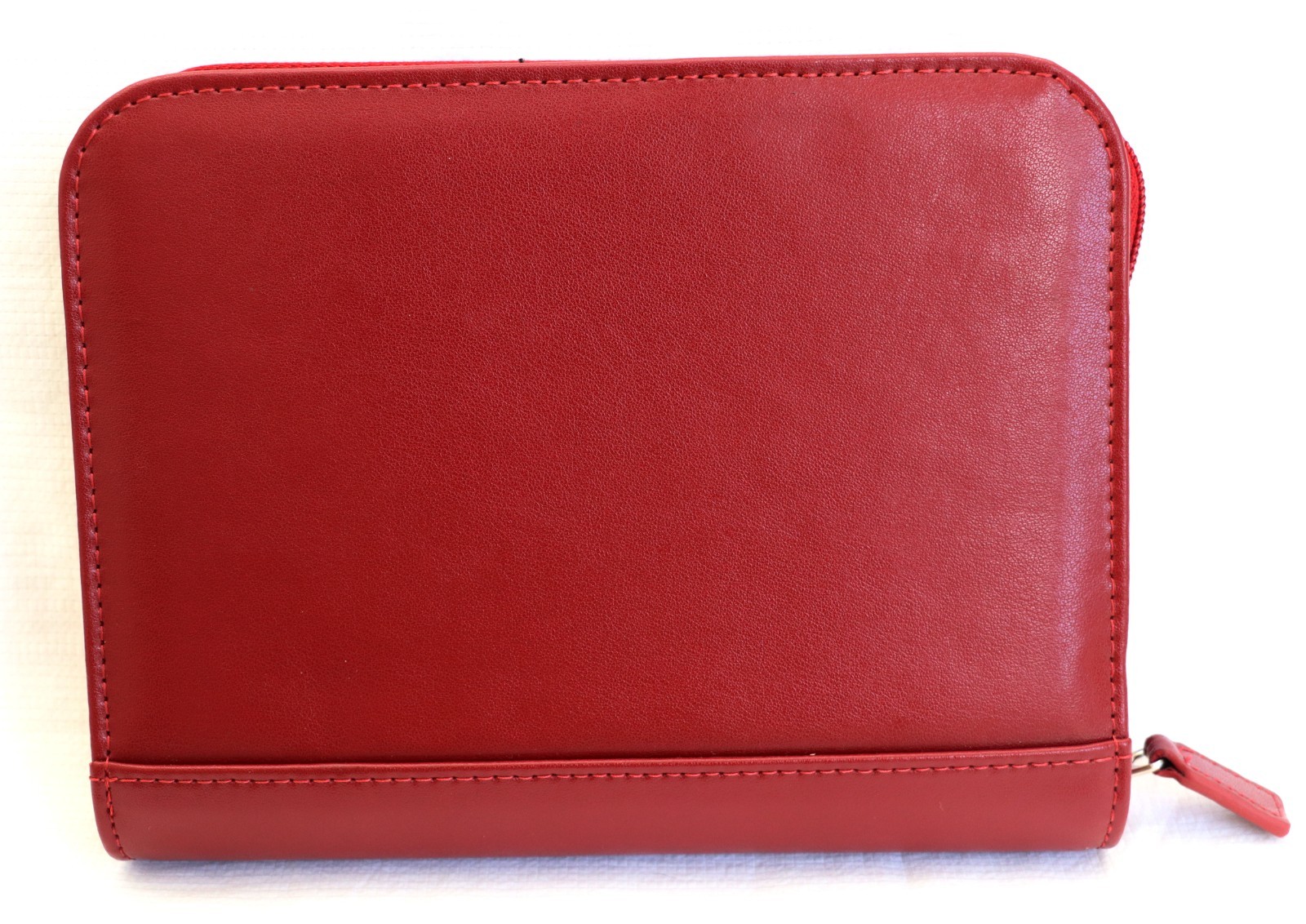 Franklin Covey Classic Red Soft Leather Zip Around Ring Binder Planner 8.5″ NEW