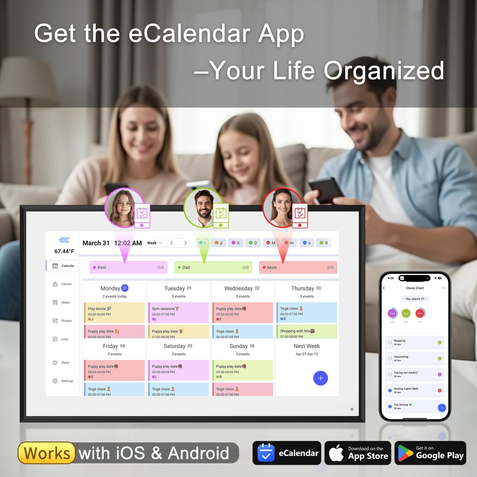 10.1 Inch Smart Digital Calendar & Chore Chart Full 10.1in-black, 10.1-black