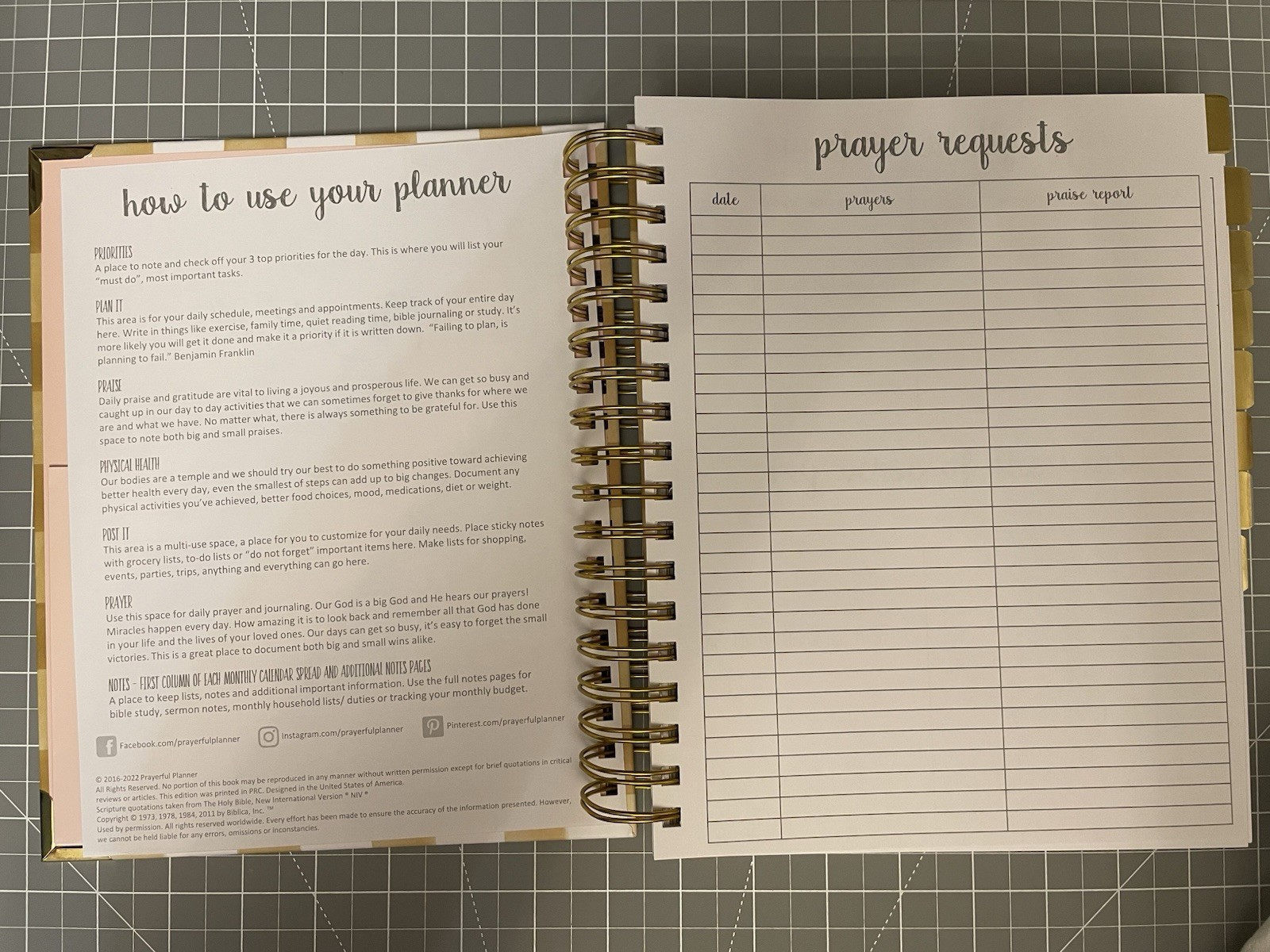 Prayerful Planner Undated Classic 7.5”x 9.5” Spiral Bound Yellow Gingham NIB