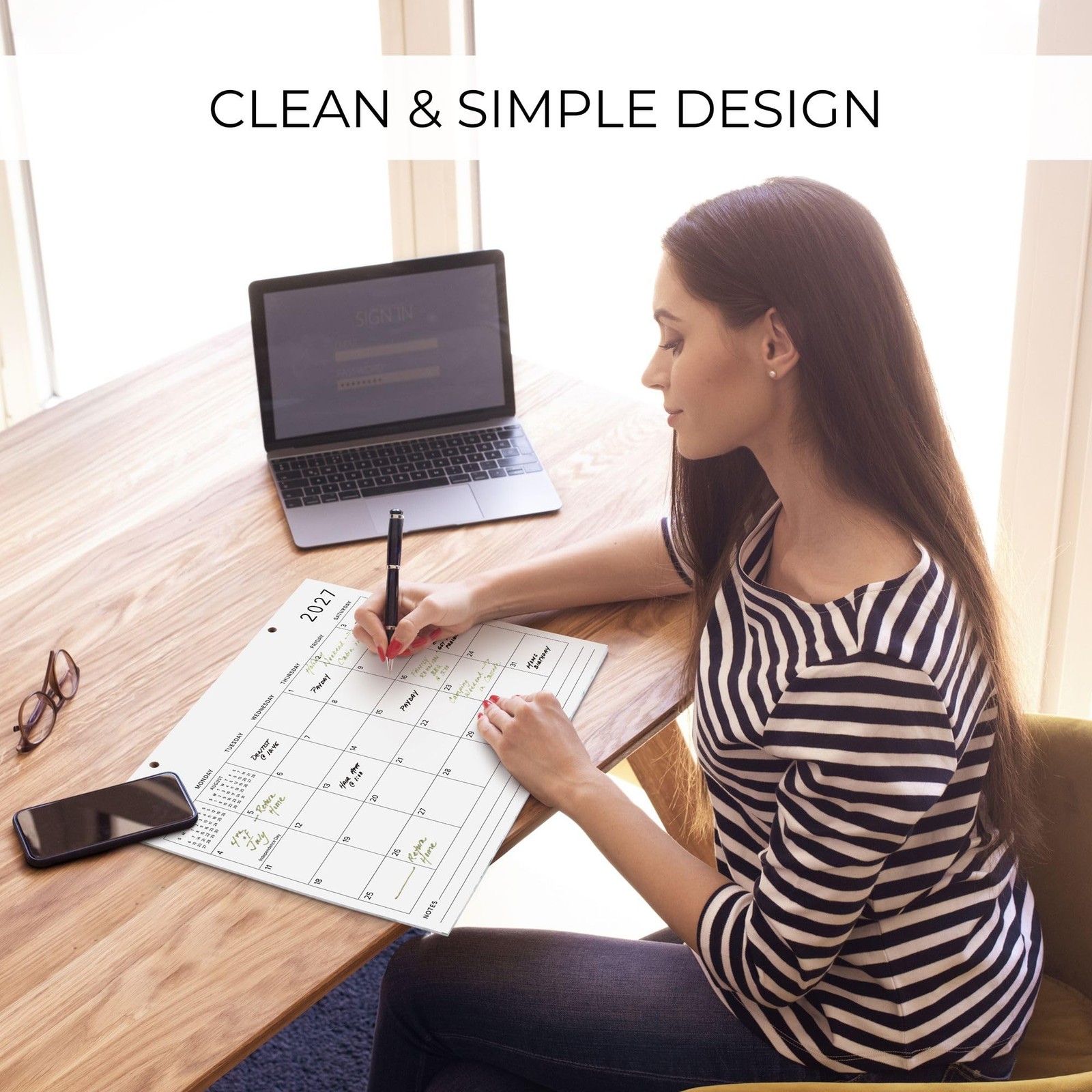2026-2027 Desk Calendar 16×12 Minimalist Desk/Wall Monthly Pad Jan 2026-Jul 2027