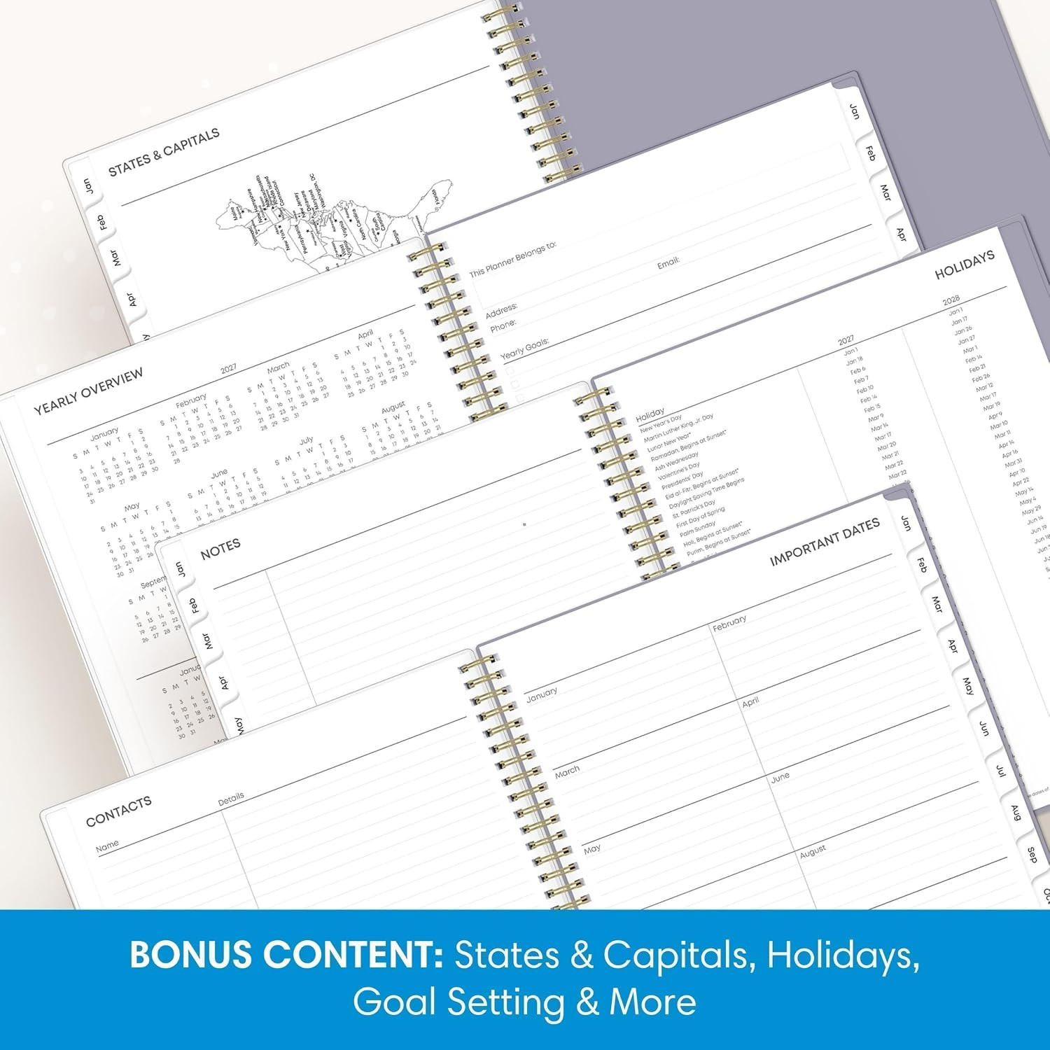 2027 Weekly and Monthly Planner Calendar, January 2027 – December