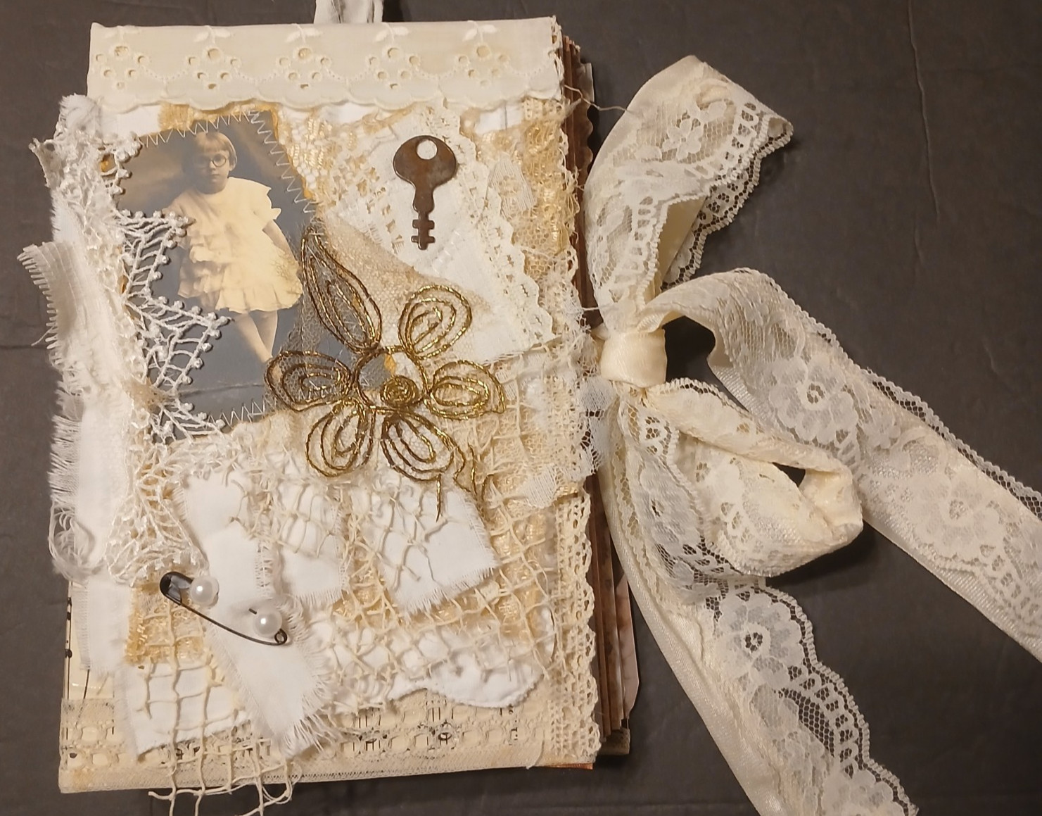 Lace Junk Journal Large Set Handmade Folio Ephemera Romantic Shabby JB