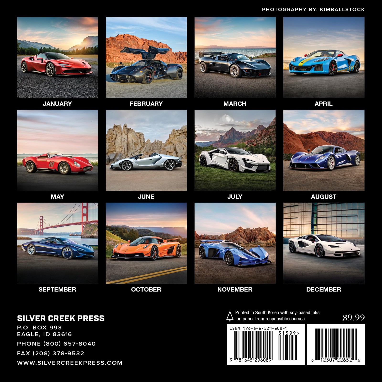 Silver Creek Press 2026 Super Cars Calendar – (7×7 MINI Calendar) – 2026
