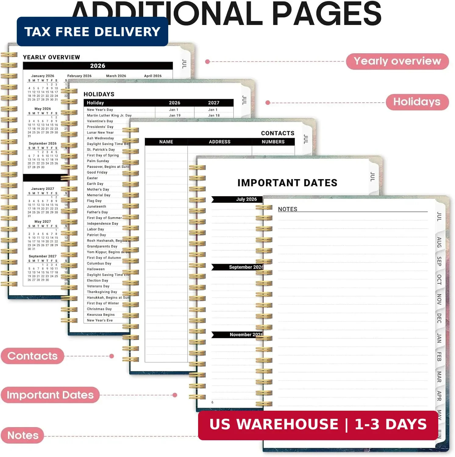 Planner 2026-2027, Academic Year Weekly and Monthly Calender Planner, from Jul 2