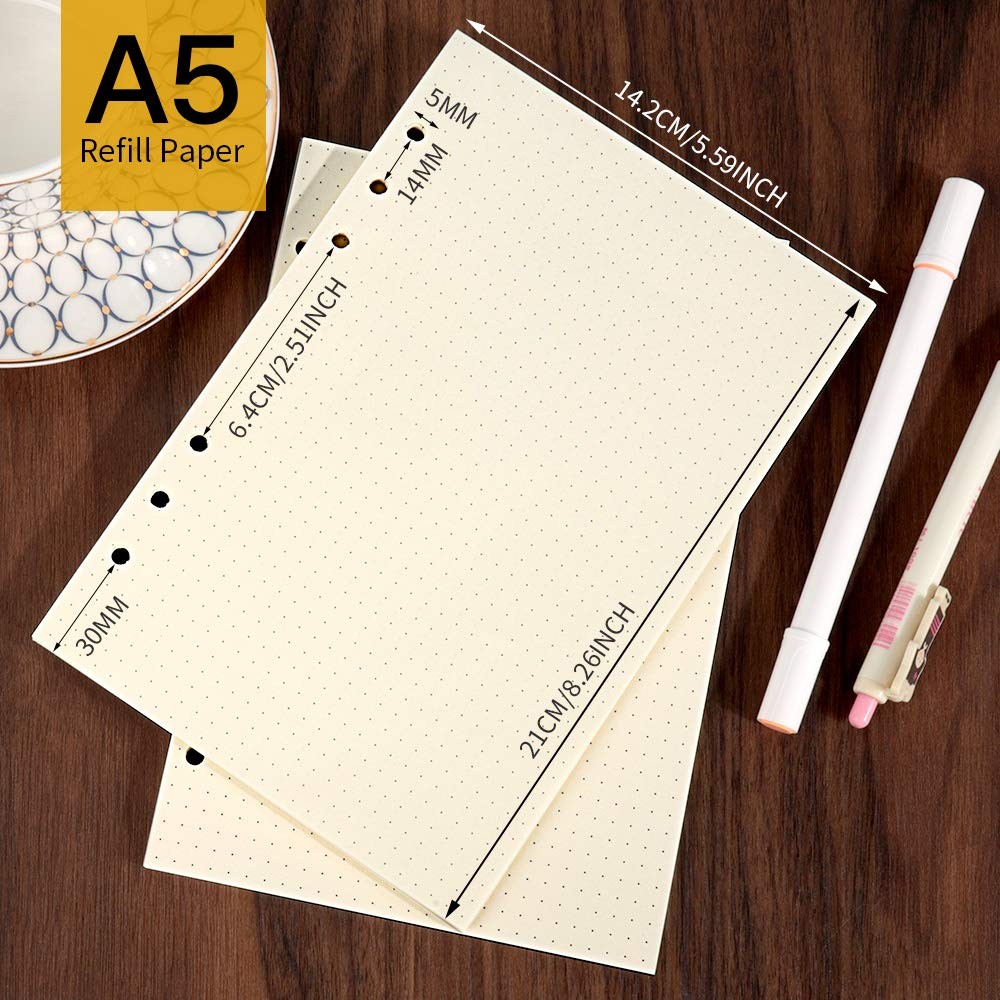 LEOBRO A5 Paper, Dotted Paper for Binder, Planner Inserts, with Off-White