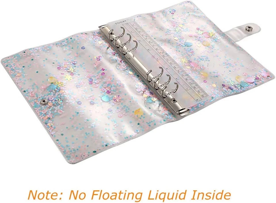A5 6-Ring Loose Leaf Binder Cover PVC Glitter A5 Planner Cover Notebook Binder R