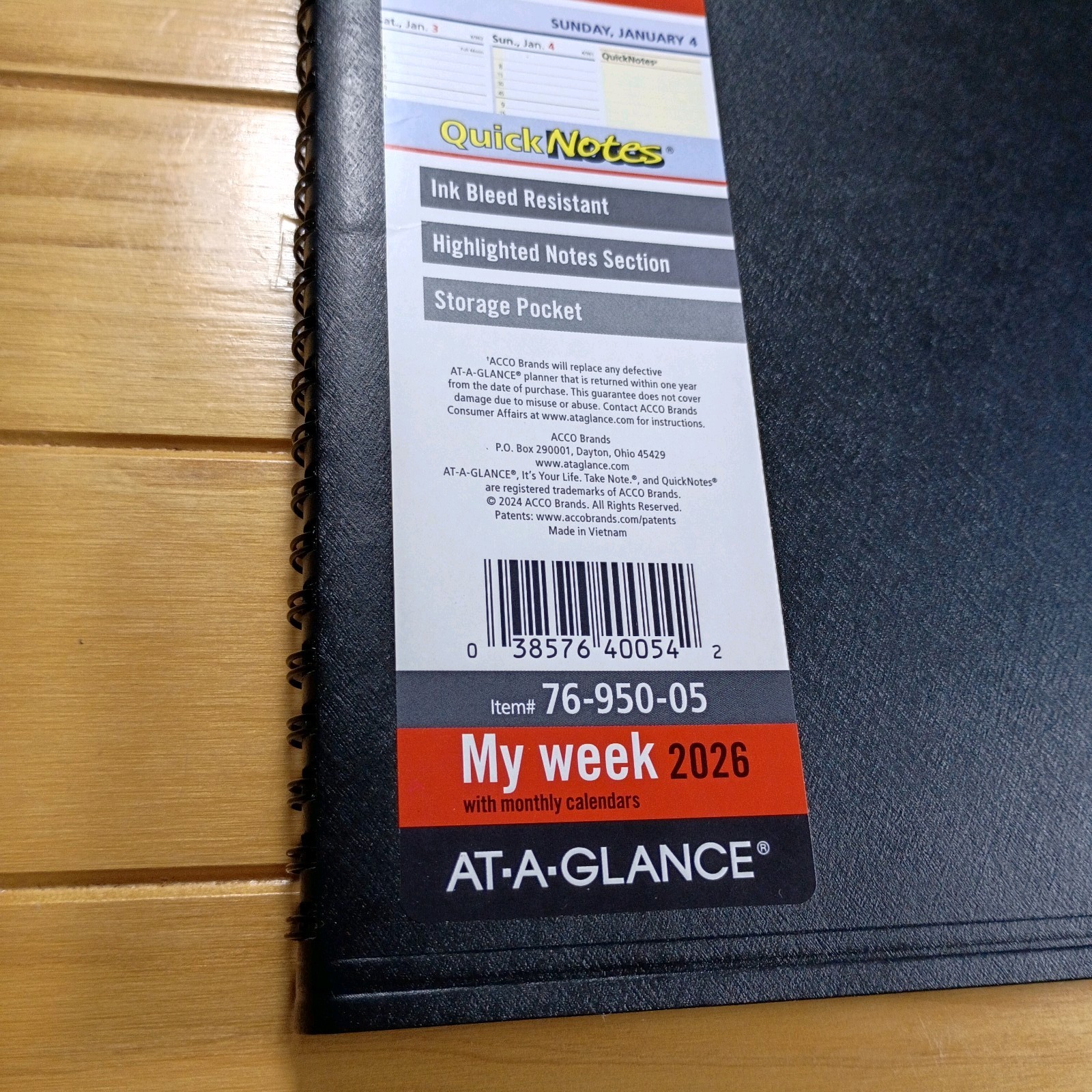 AT-A-GLANCE My Week 2026 Quick Notes® #76-950-05 New.