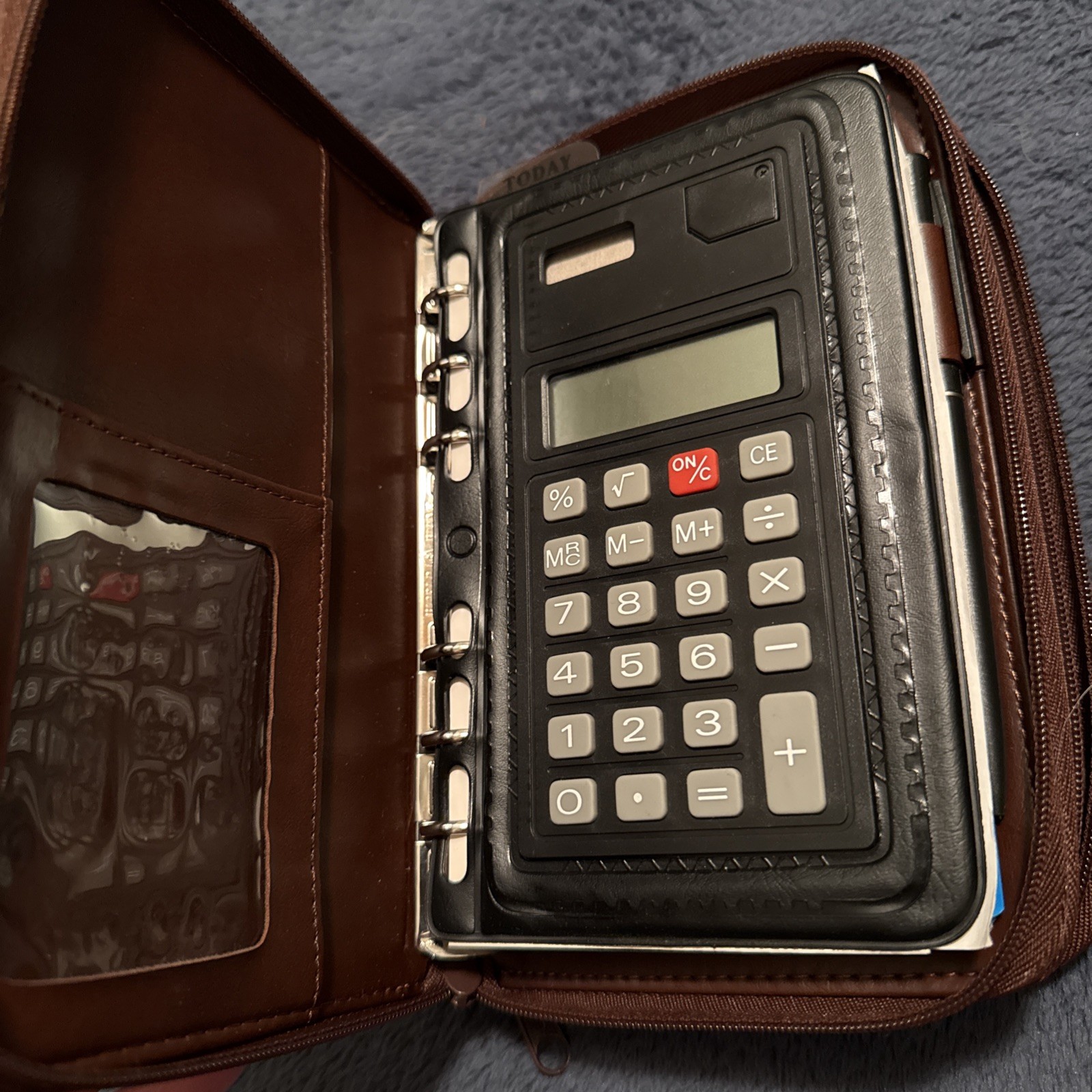 Vintage Enzo Baglioni brown zip-around day planner organizer.