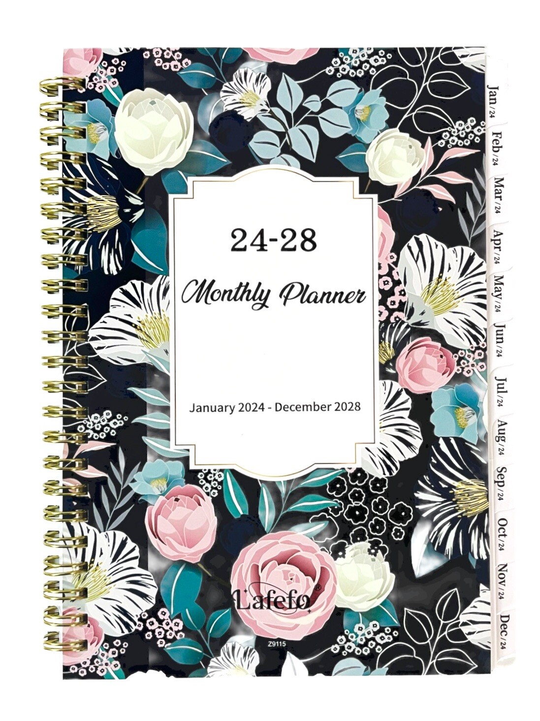 5-Year/60-Month 2024-2028 Monthly Planner Spiral Bound Floral 8.5” x 6.4” NWT
