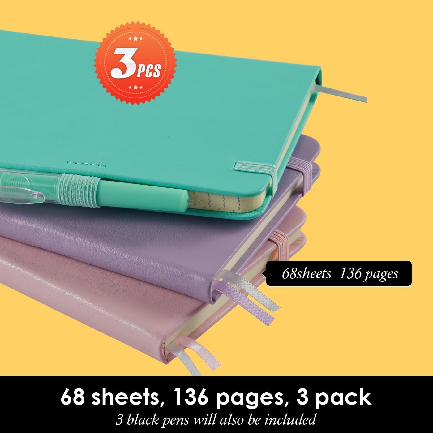 3 Pack Small Notebook Pocket Journals for Women, 3.7″ x 5.7″ A6 Mini Pocket S…