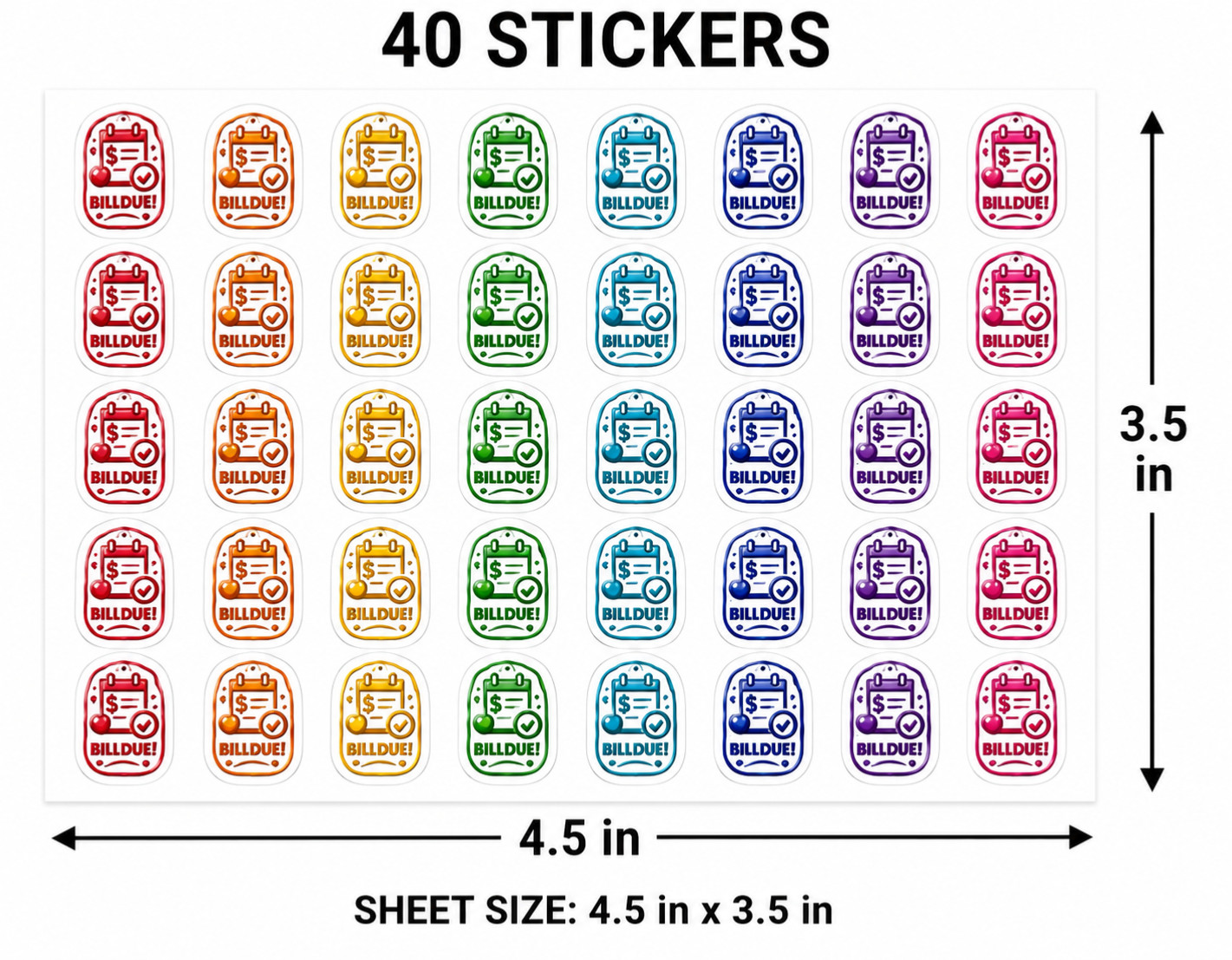 Dayplanner Daytimer Reminder Stickers 1/2inch Calender on 4.5×3.5 inch card