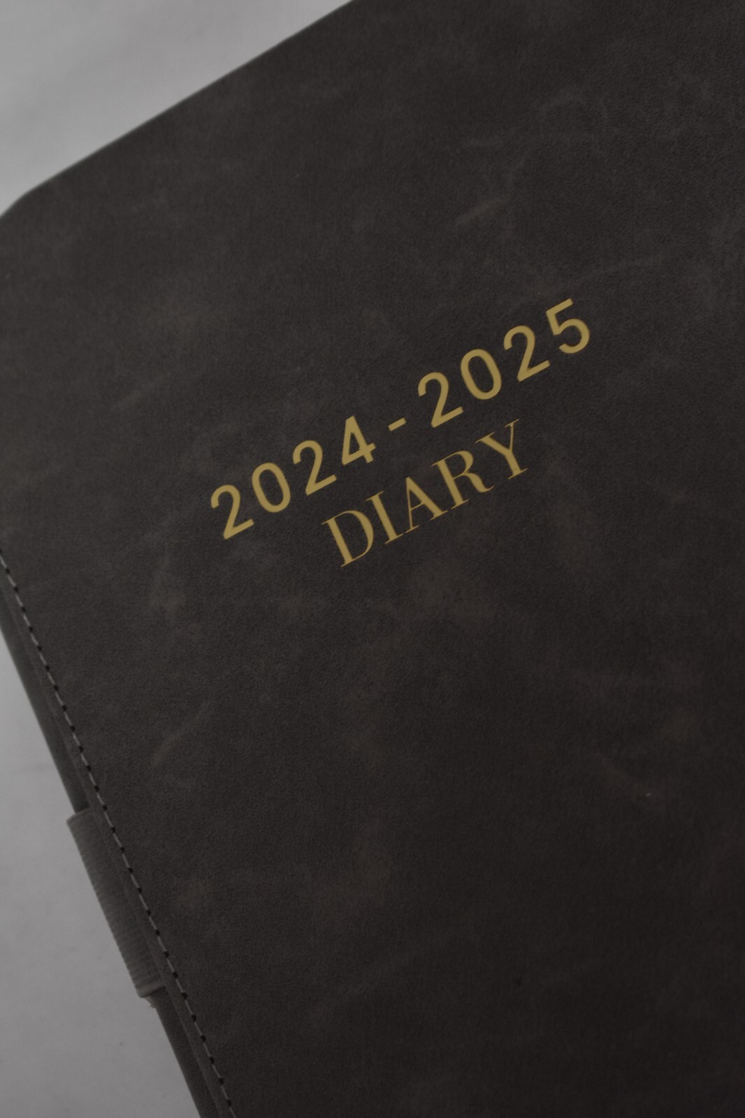 18 Month 2024-25 Diary Journal Notebook Hardcover Gray w Ribbon Marking