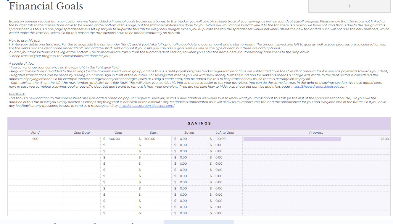 Monthly Budget template