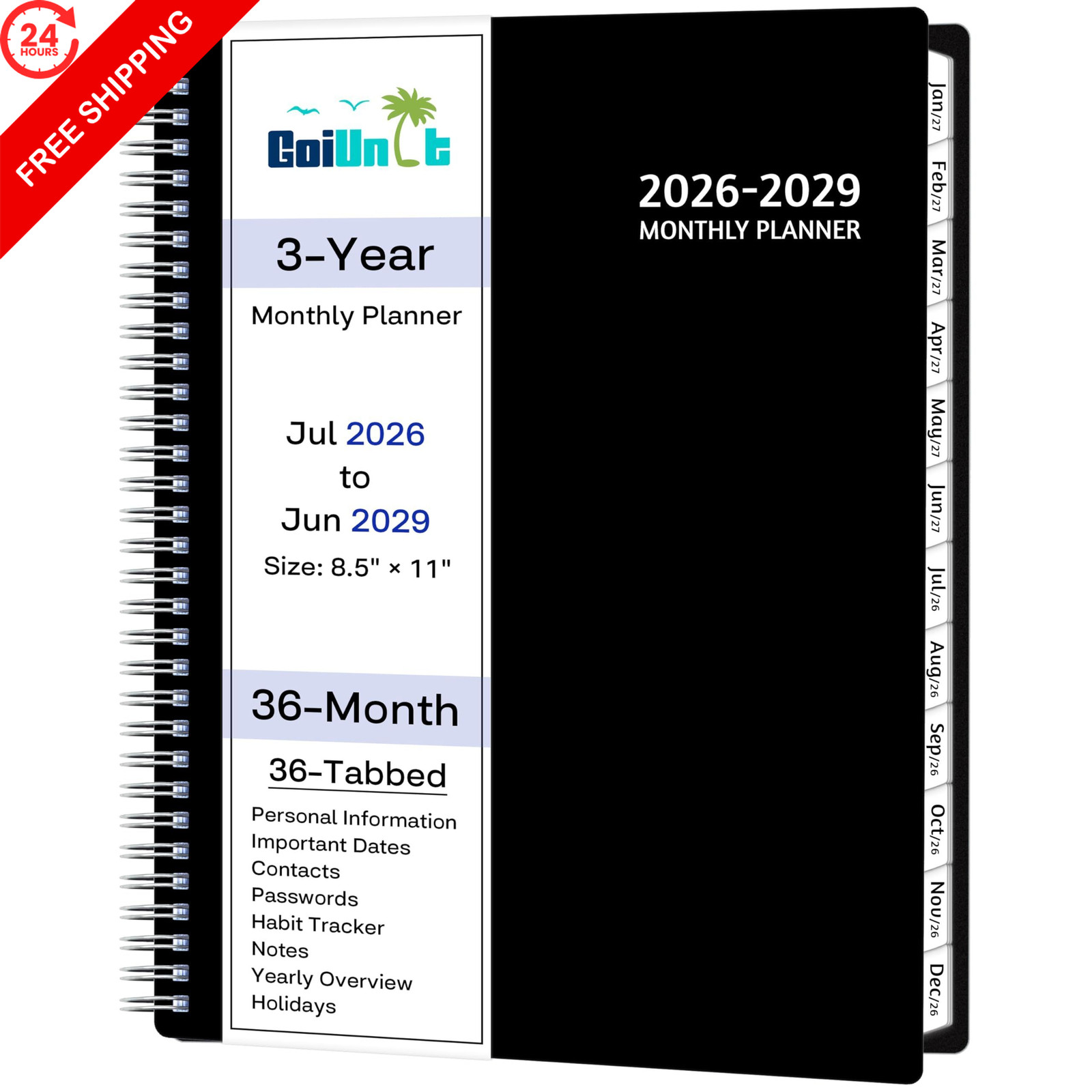 Monthly Planner 2026-2029, 36 Months Calendar 2026-2029 8.5” x 11”