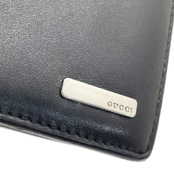 ■Authentic Gucci Notebook Cover Logo Plate Agenda Leather Black 039 3731 GUCCI
