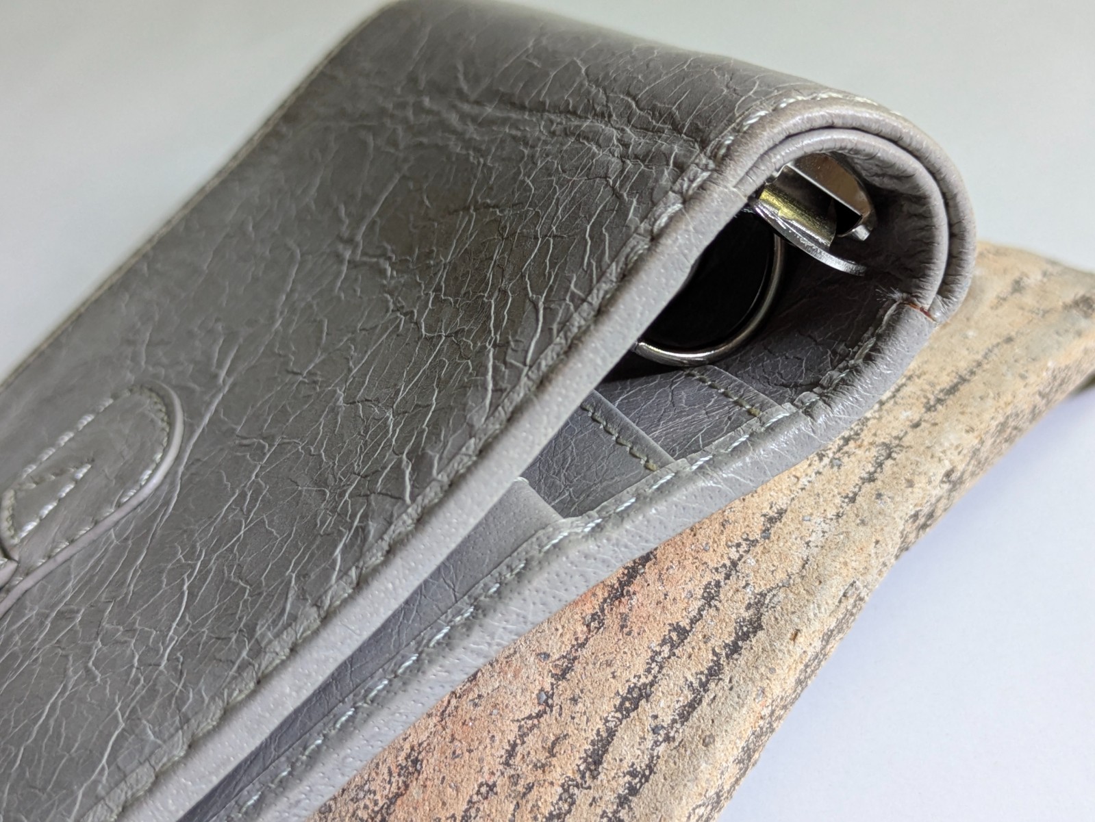 Filofax Malden Small 6-Ring Binder Organizer Planner Stone Vintage Leather Cover