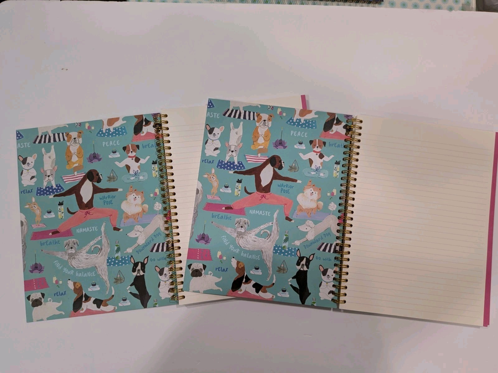 2 Clementine Dog Yoga Pose Lined Spiral Journal Notebooks Recycled Fiber