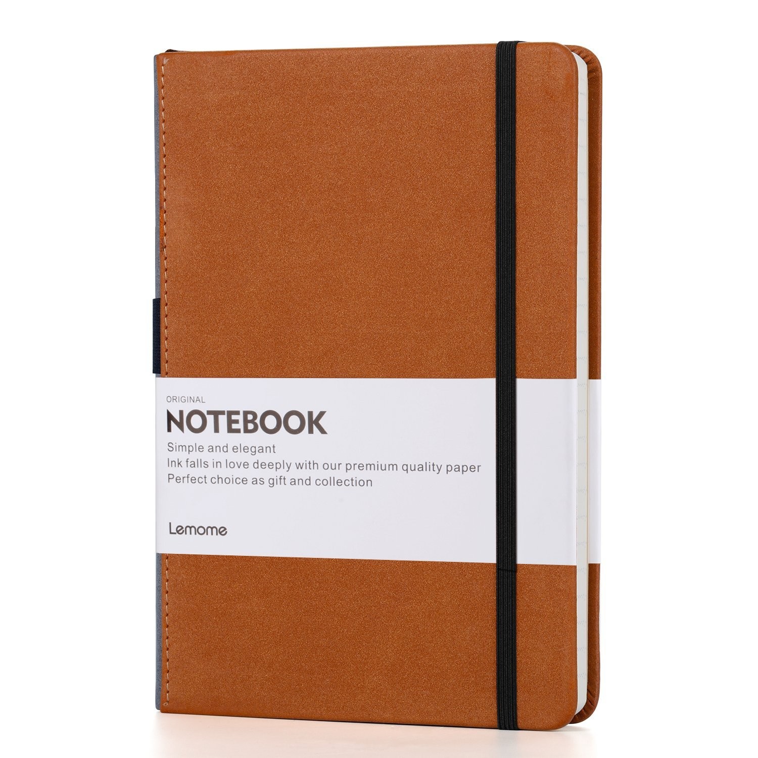 Lemome Grid Paper Notebook Hardcover Classic with Pen Brown