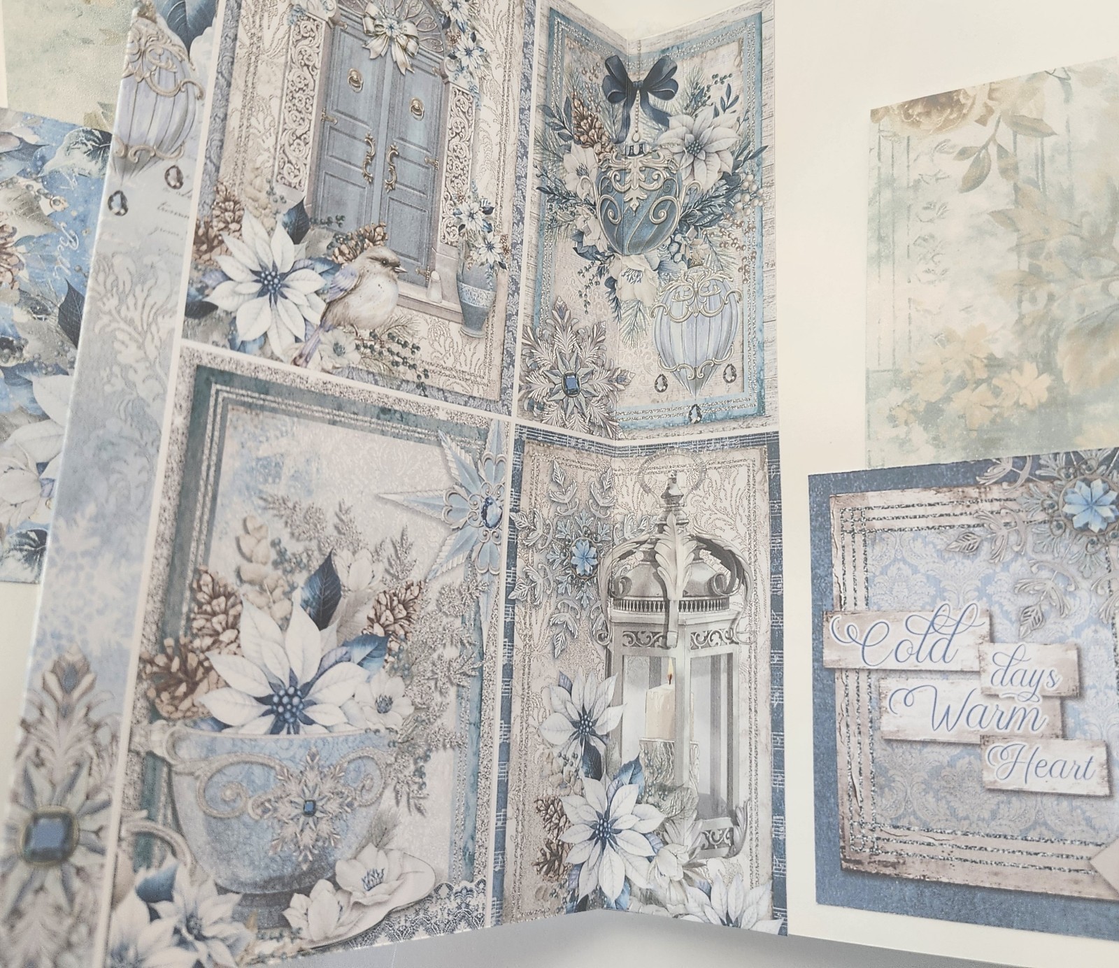 “WINTER JOURNEY” Handmade XL Journal Bejeweled Wintry Blues Keepsake 98pgs