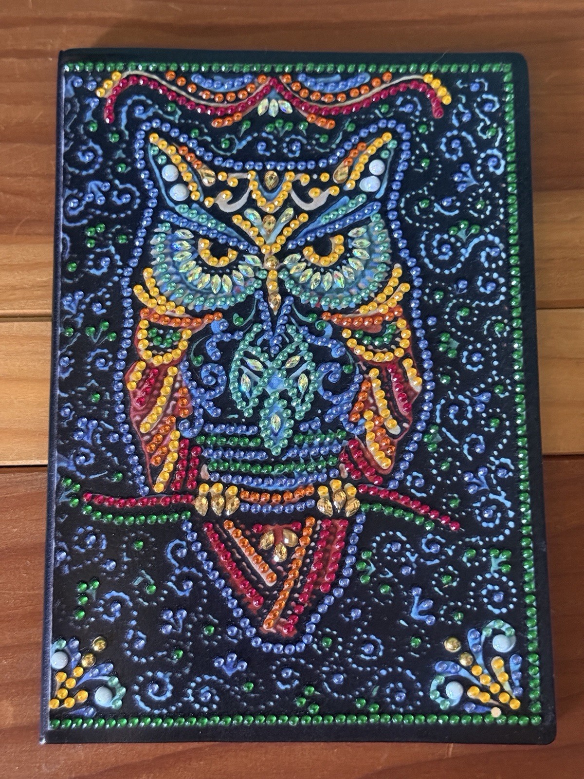 FINISHED DIAMOND ART LEATHER JOURNAL 8×5.75” Diamond Owl