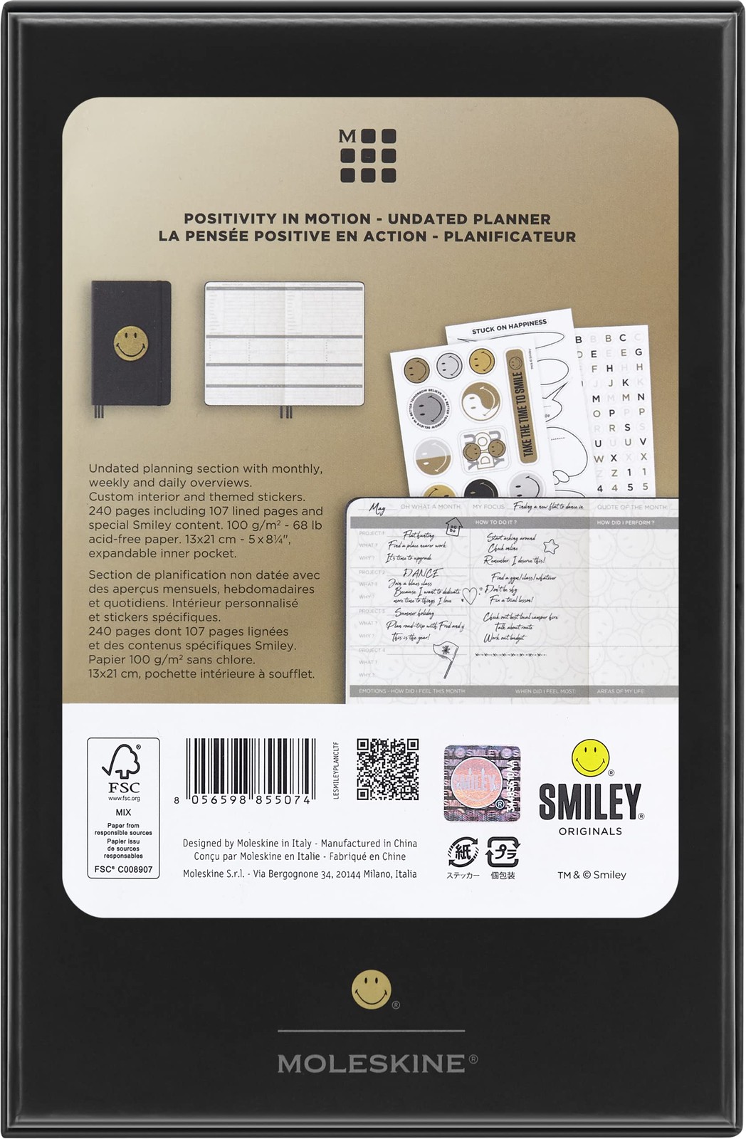 Moleskine Limited Edition Smiley Positivity Planner with Collector’s Box, Hard