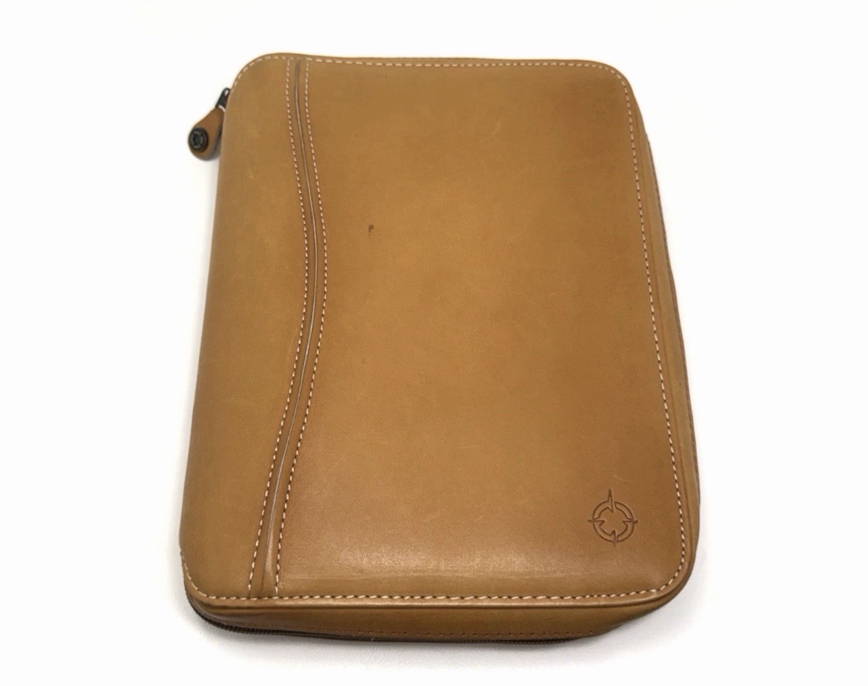 NEW VTG 1996 Franklin Covey SpaceMaker Tan Tobacco Leather Zip Planner 10×7 MINT