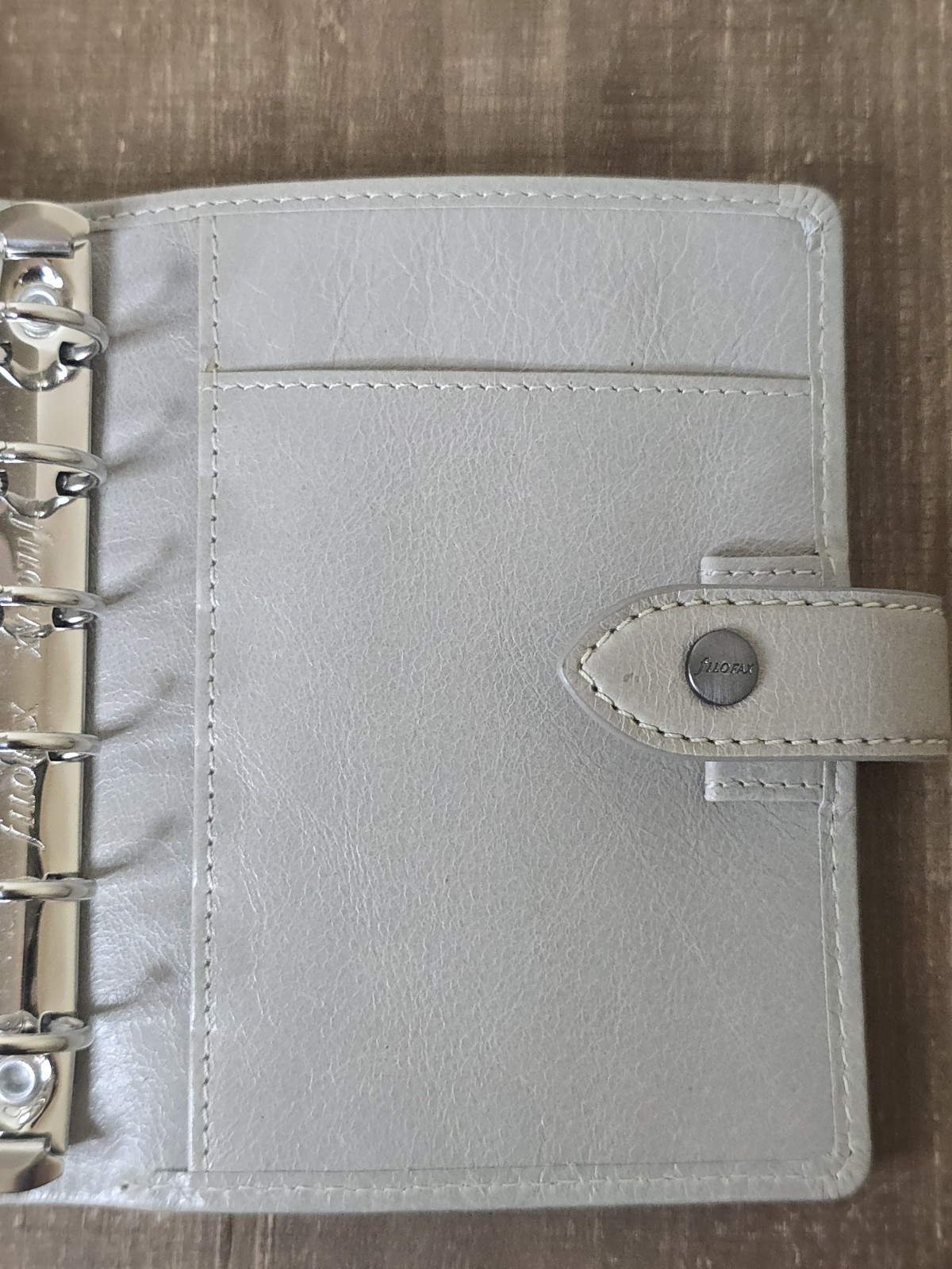 Filofax Malden Pocket Organizer Gray Antiqued Leather Planner Binder Zip Pocket