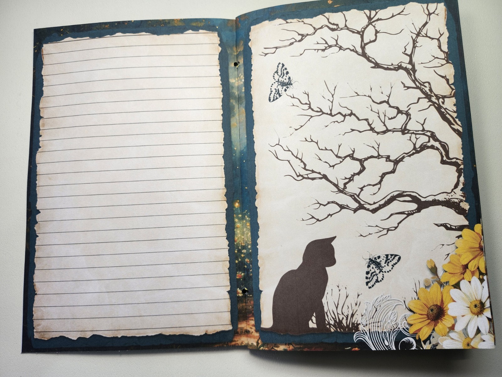 Junk Journal Blank Booklet “A SUMMER HAUNTING” Ghost HANDMADE LG 8.5″x5.5″ 40pg