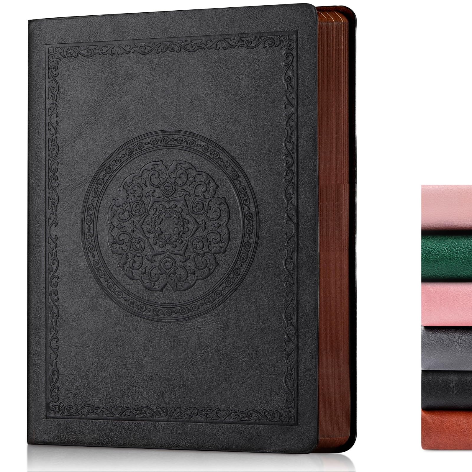Fetinar 2026 Leather Vintage Journal Notebook,300 Pages,Leather A4, Black