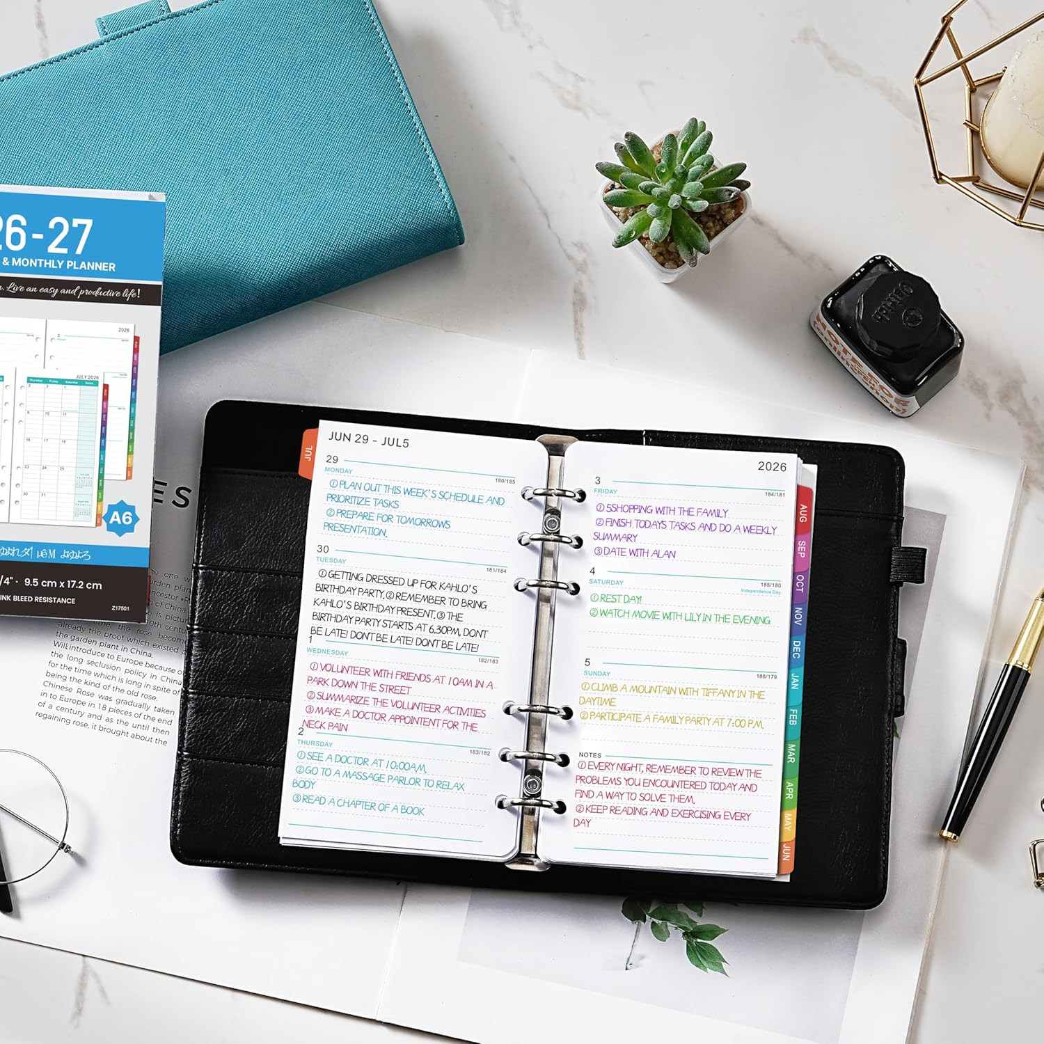 2026-2027 Planner Refills – 4″ X 7″, A6 Weekly and Monthly Planner Inserts, Jul.