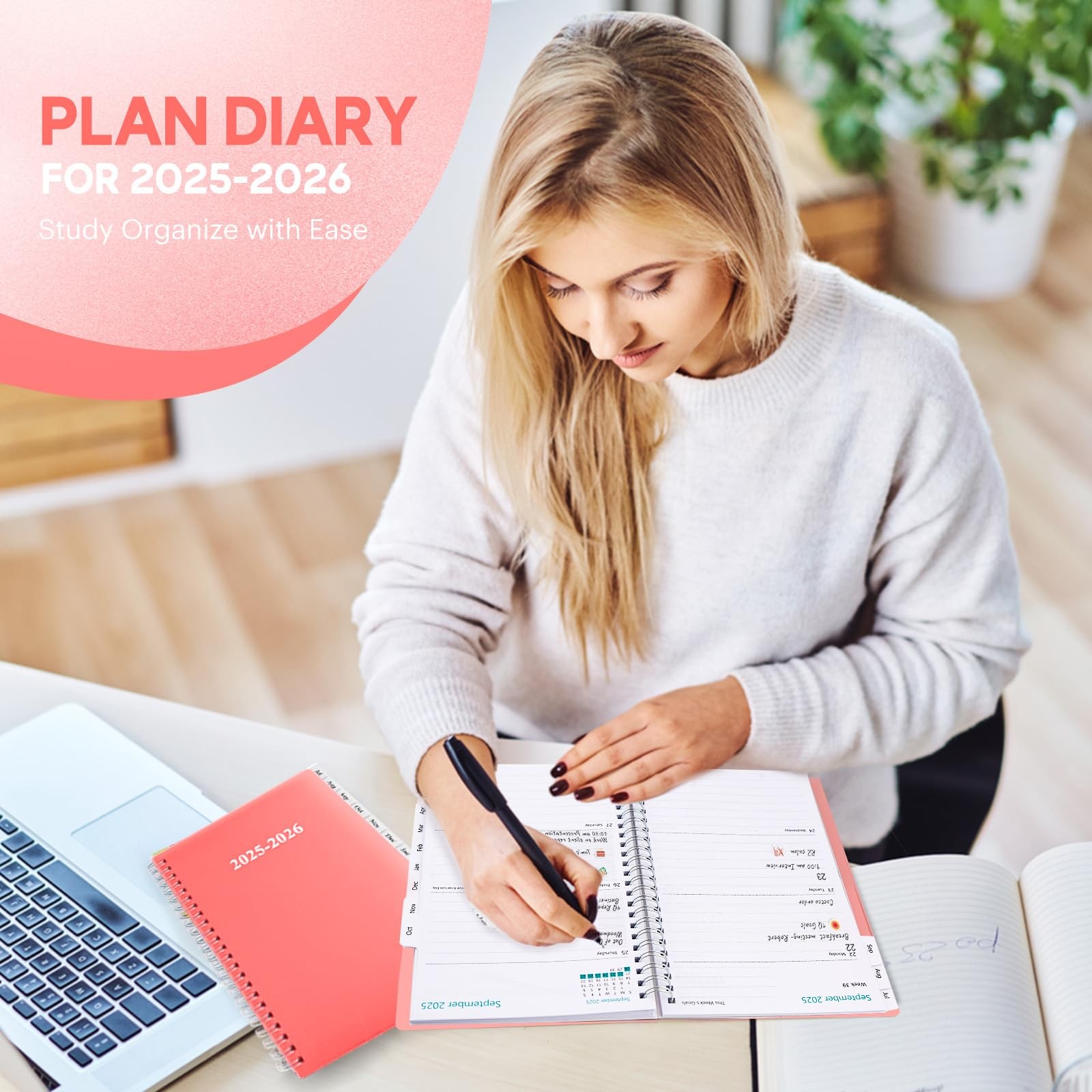 Planner 2025-2026,Academic Year Weekly and Monthly 6 x 8 inches, Pink