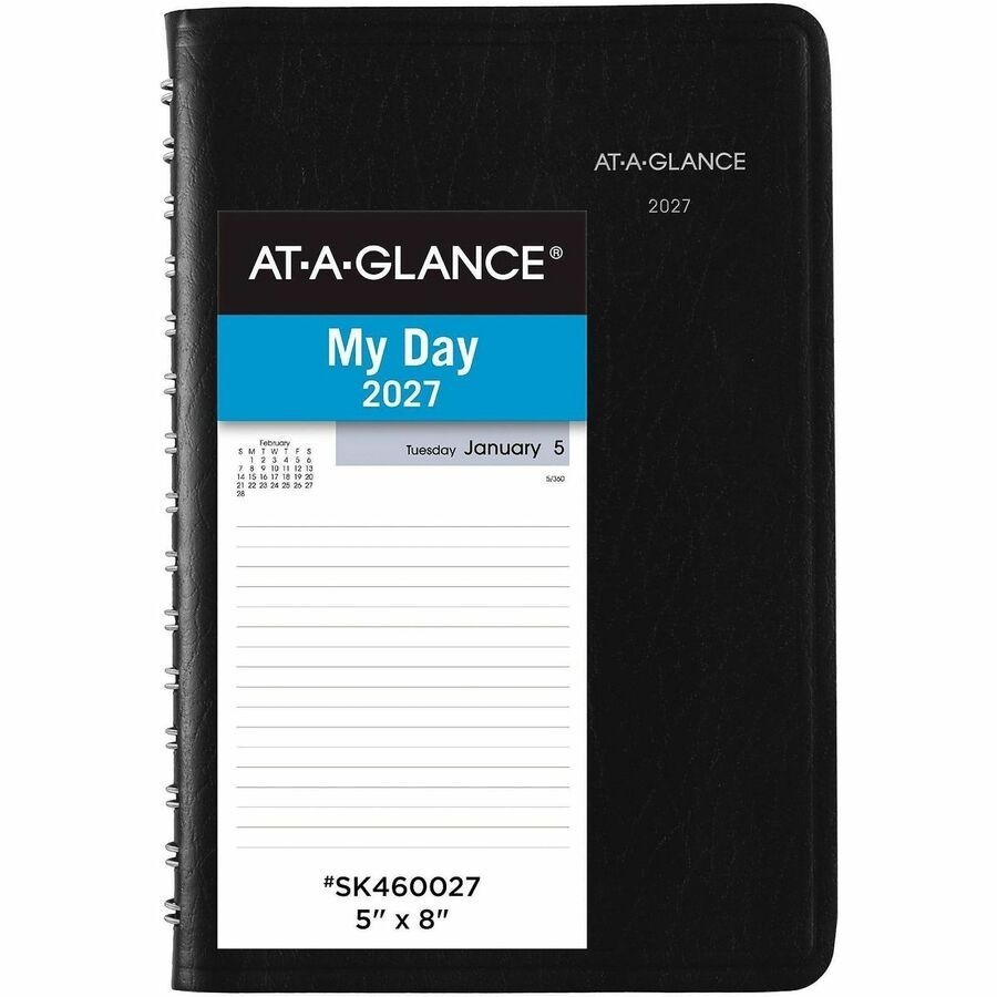 ACCO Brands Corporation DayMinder Basic Daily Planner, Black, Small, 5″ x 8″ Ite