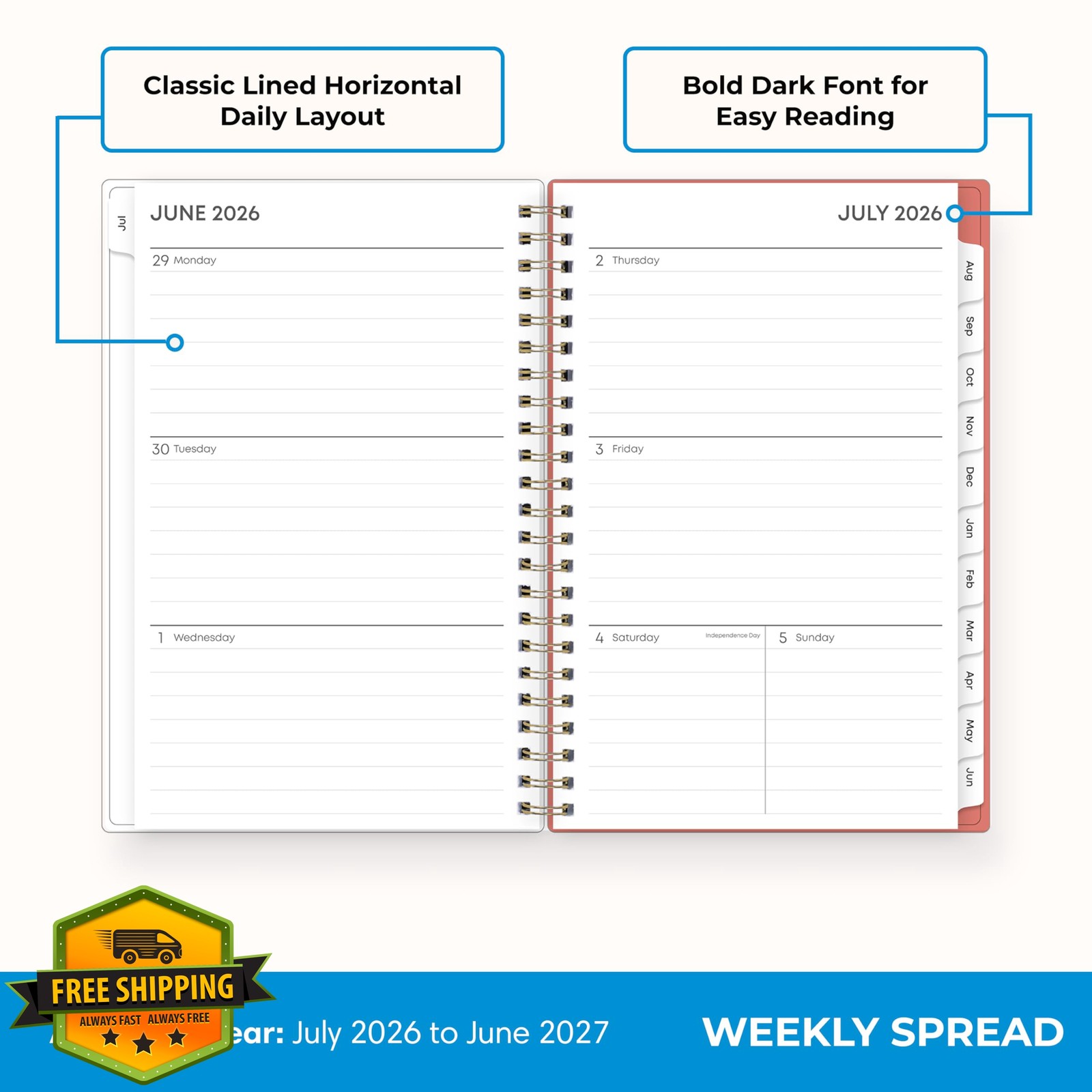 Blue Sky 5″x8″ Planner 2026-2027 Cali Pink