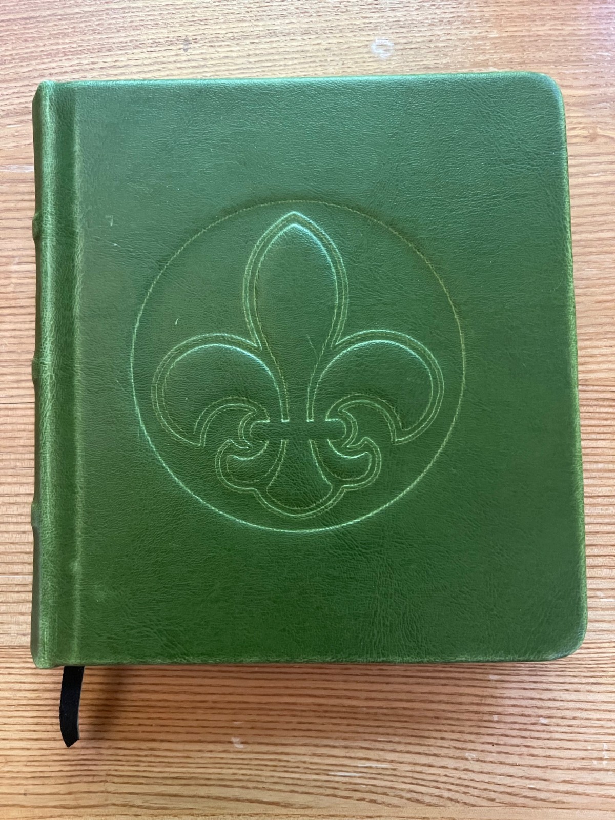 Fluer de Lis Green Lined Pages Journal Faux Leather Square