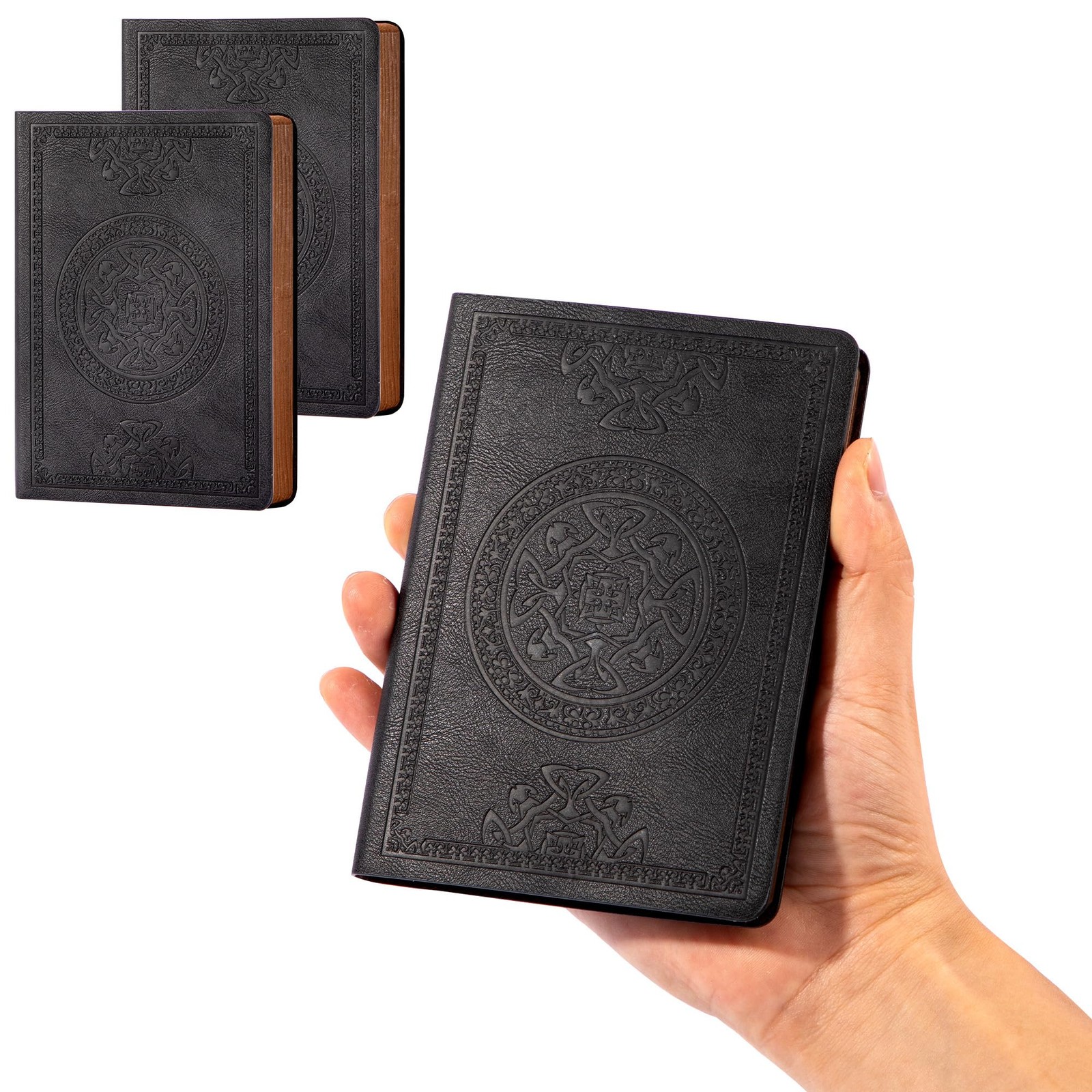CAGIE 3 Pack Small Notebook for Men Soft Cover Pocket A6, Black