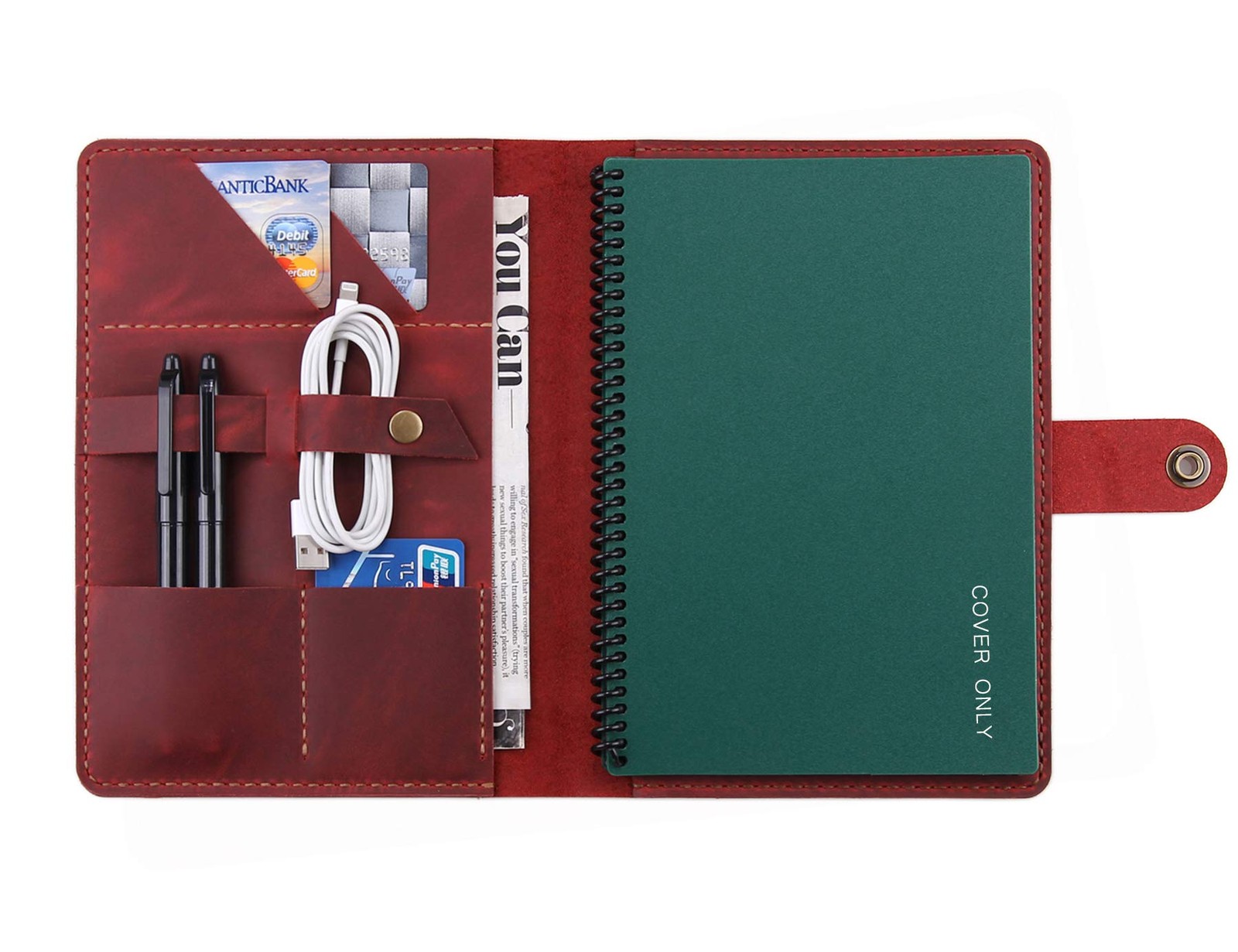 Leather Folio Cover Compatible with Rocketbook Executive Size 6″x8.8″, Handma…