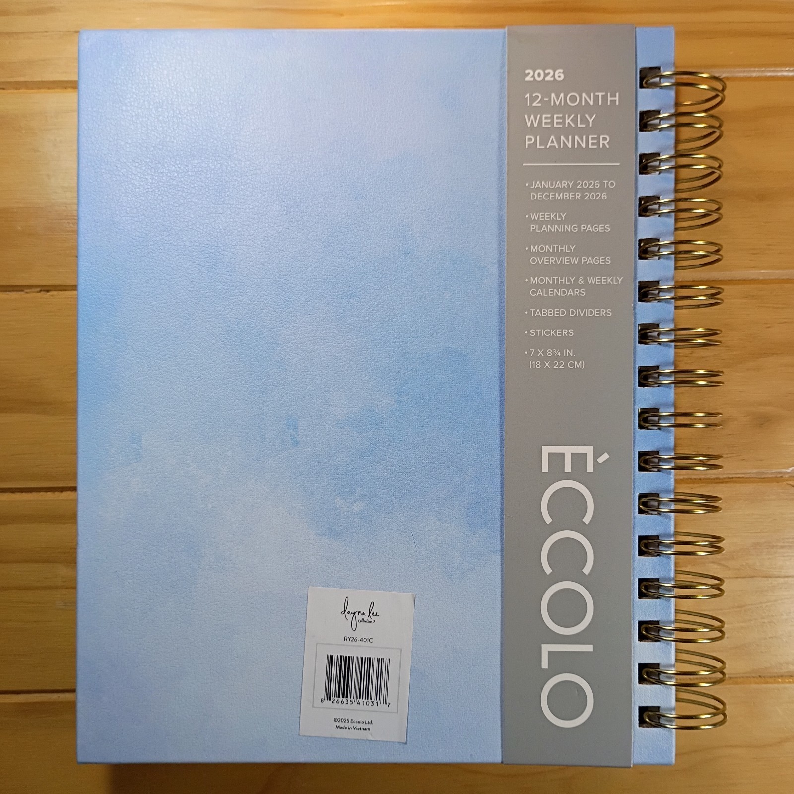 ÉCCOLO 2026, 12 Month Weekly Planner,Stickers, 7 In X 8 3/4 In. New.
