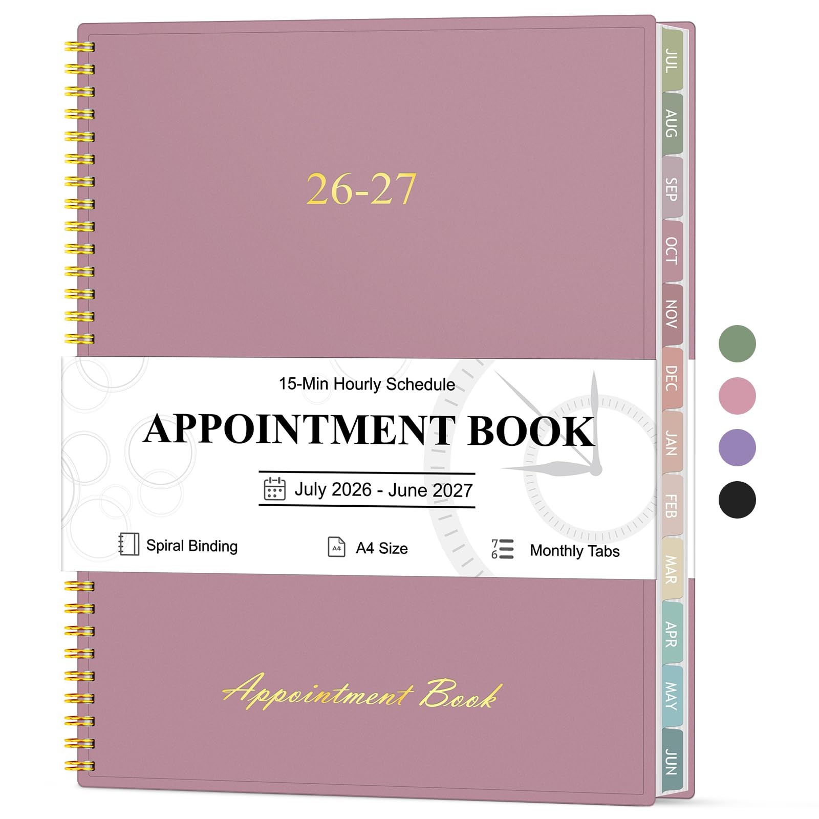 Appointment Book 2026-2027, Hourly Planner from July 8.5 X 11 inches, Pink